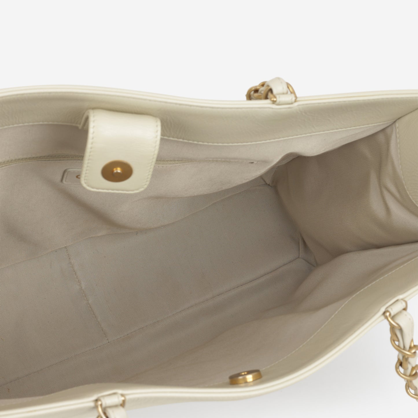 Chanel Timeless CC Shopping Tote - Ivory Crumpled Calfskin | Aged Gold Hardware