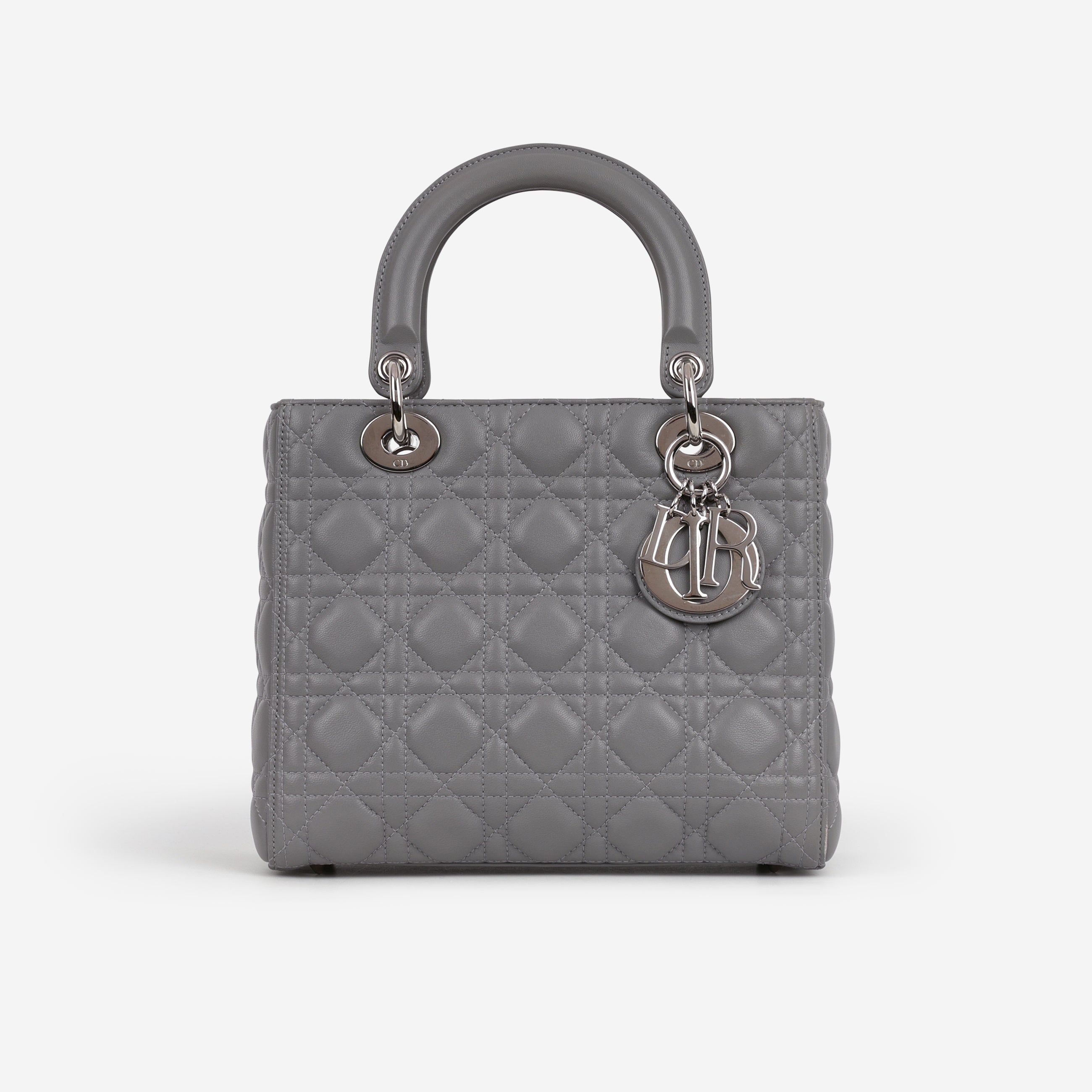 Dior - Lady Dior - Grey Cannage Lambskin CGHW - 2015 - Pre-Loved – Bagista
