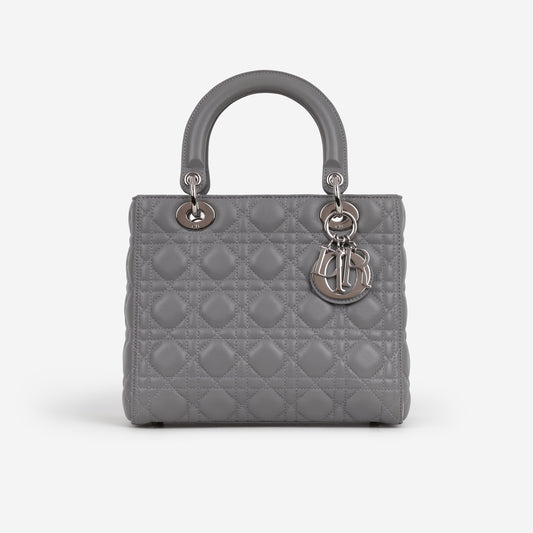 Medium Lady Dior - Grey Lambskin | Silver Hardware