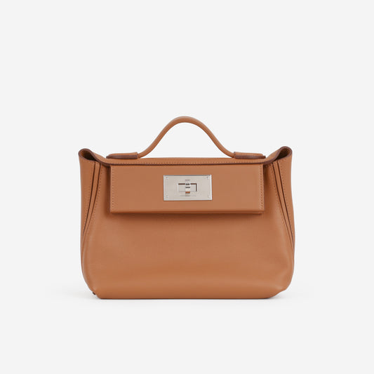 Hermès Mini 24/24 - Gold Evercolor / Swift | Palladium Hardware