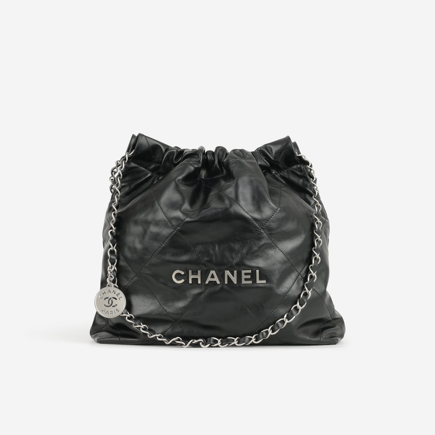 Chanel Small 22 Tote - Black Calfskin | Silver Hardware