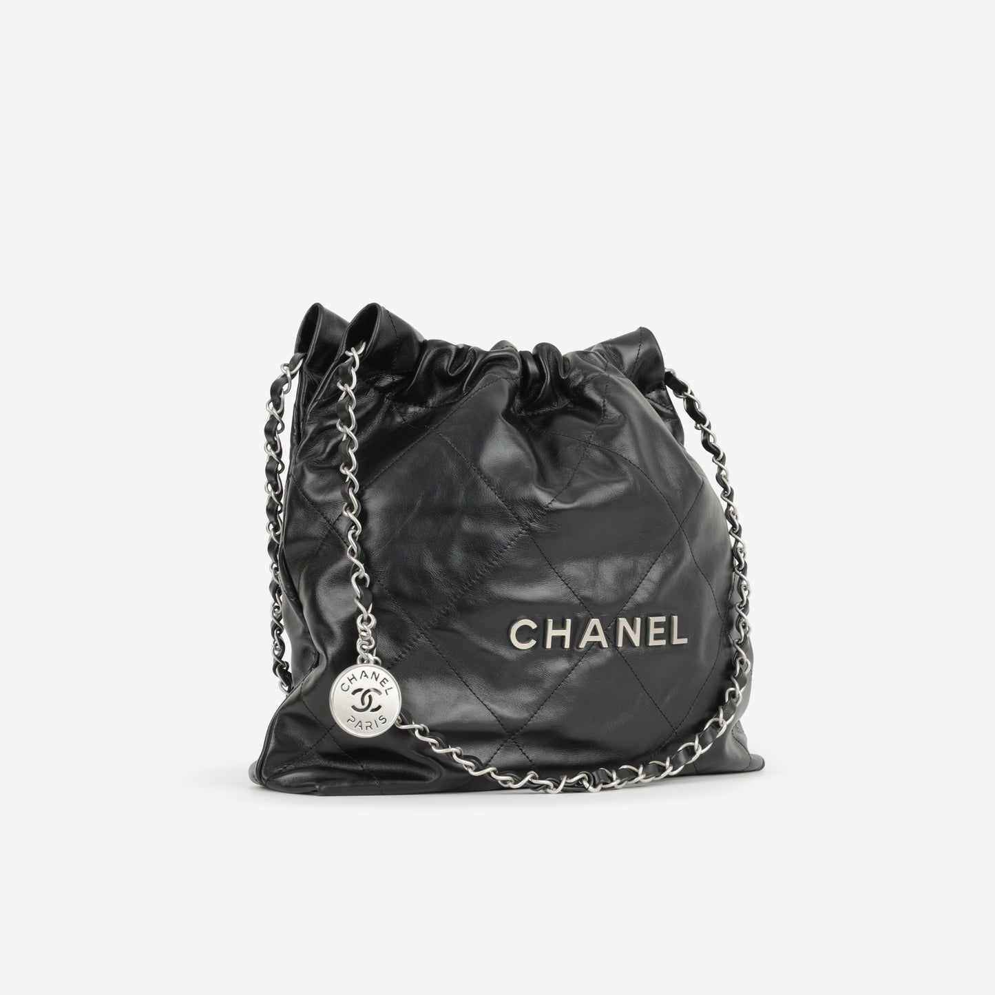 Chanel Small 22 Tote - Black Calfskin | Silver Hardware