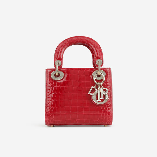 Mini Lady Dior - Red Alligator | Champagne Gold Hardware