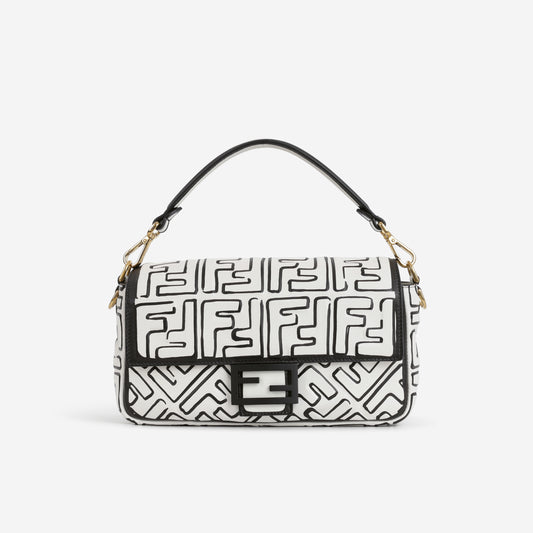Fendi x Joshua Vides Medium Baguette - California Sky Embossed Nappa | Gold Hardware