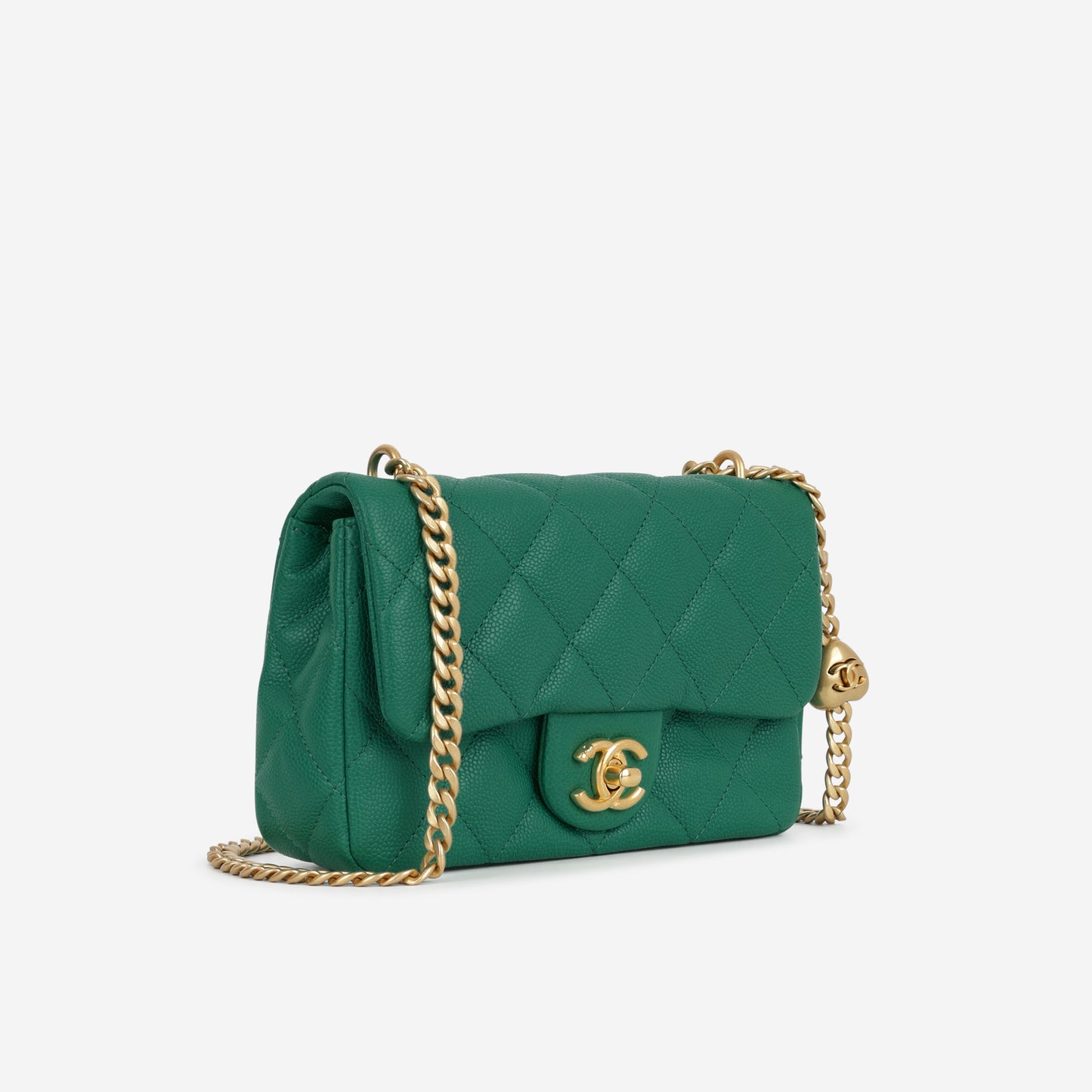 Chanel 23P Mini Heart Crush - Green Caviar | Gold Hardware