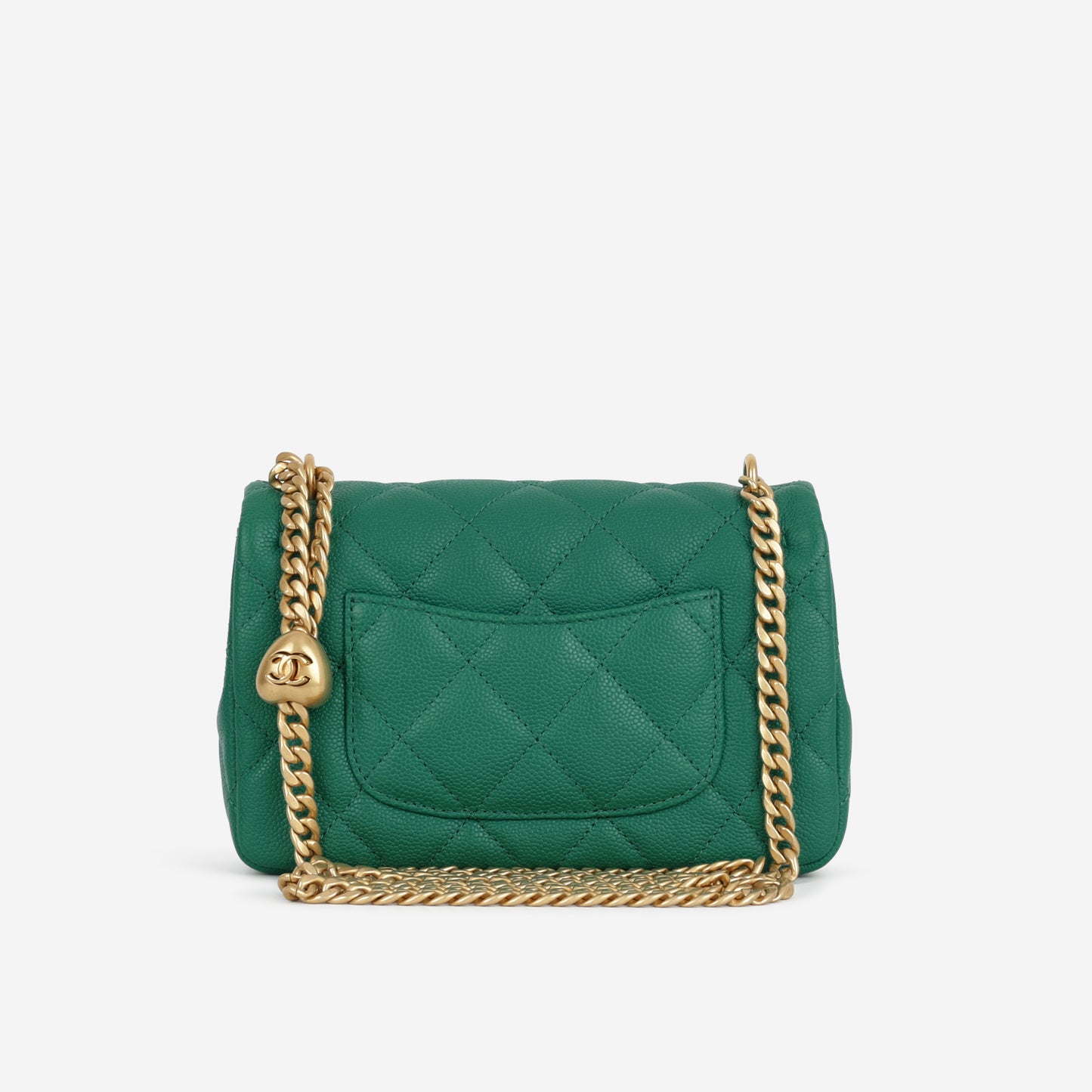 Chanel 23P Mini Heart Crush - Green Caviar | Gold Hardware