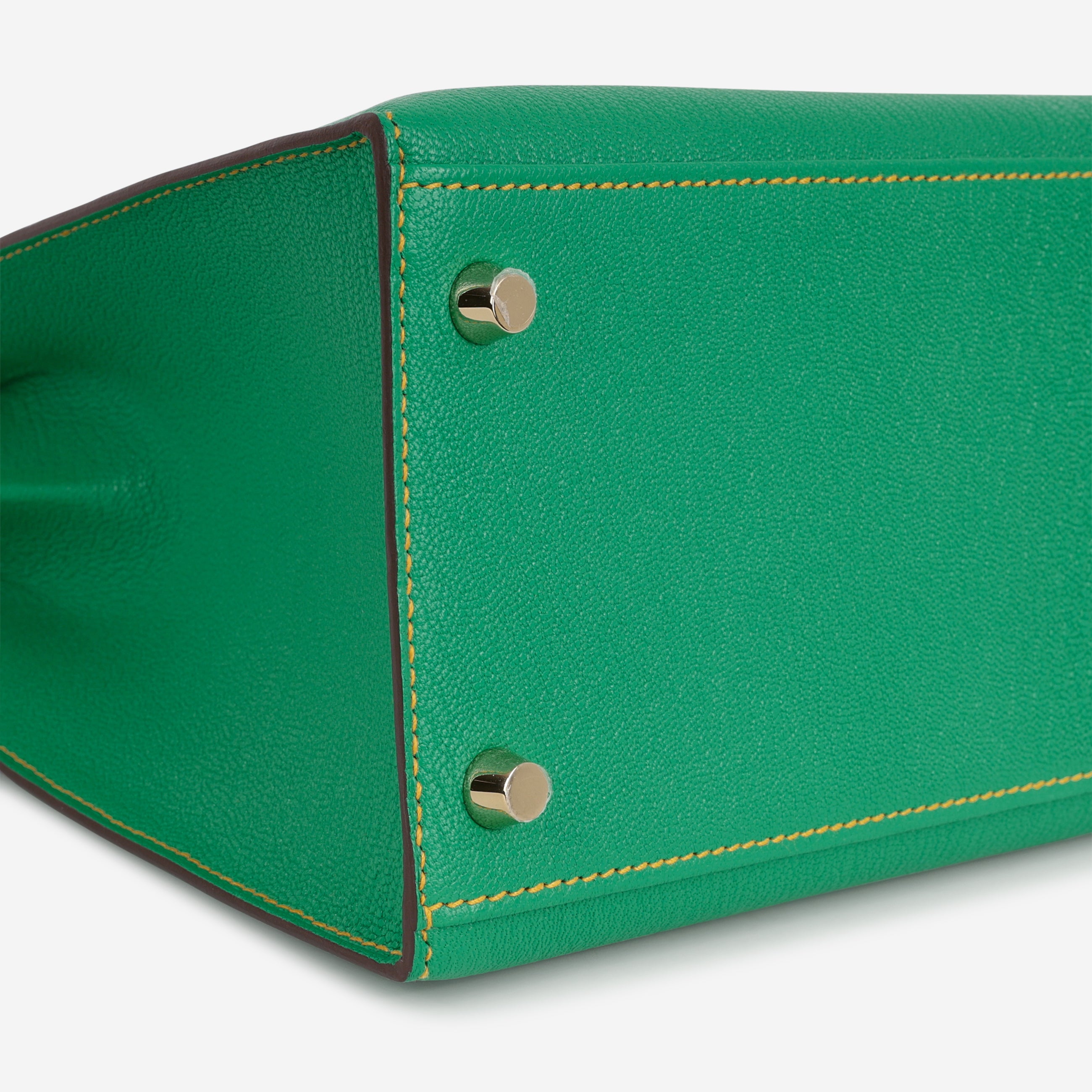 Hermès HSS Kelly 28 - Menthe Chevre / Jaune De Naples Interior
