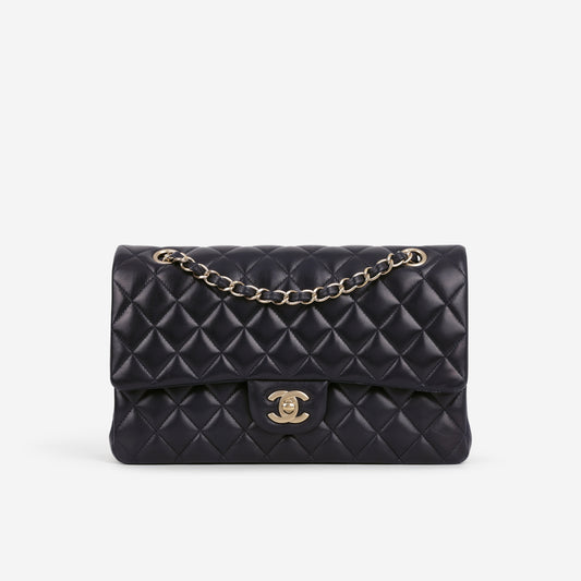 Chanel Medium Classic Flap - Navy Lambskin | Brushed Gold Hardware