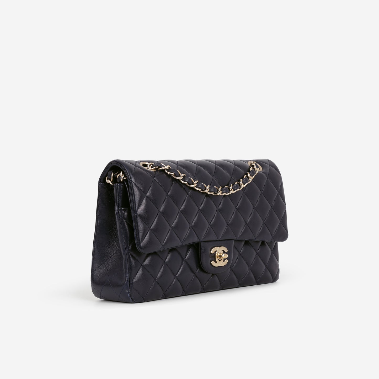 Chanel Medium Classic Flap - Navy Lambskin | Brushed Gold Hardware