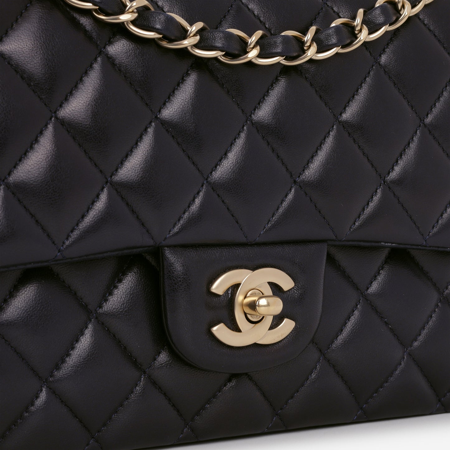 Chanel Medium Classic Flap - Navy Lambskin | Brushed Gold Hardware