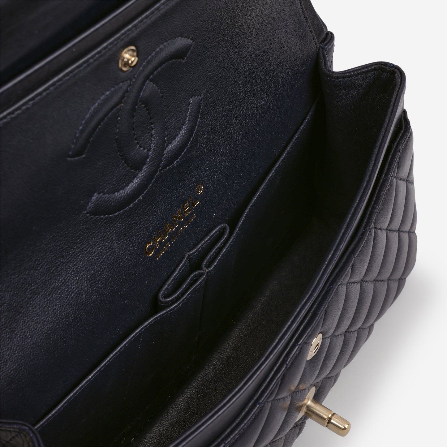 Chanel Medium Classic Flap - Navy Lambskin | Brushed Gold Hardware