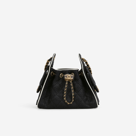 Chanel Mini 25 Hobo - Black Raffia | Gold Hardware