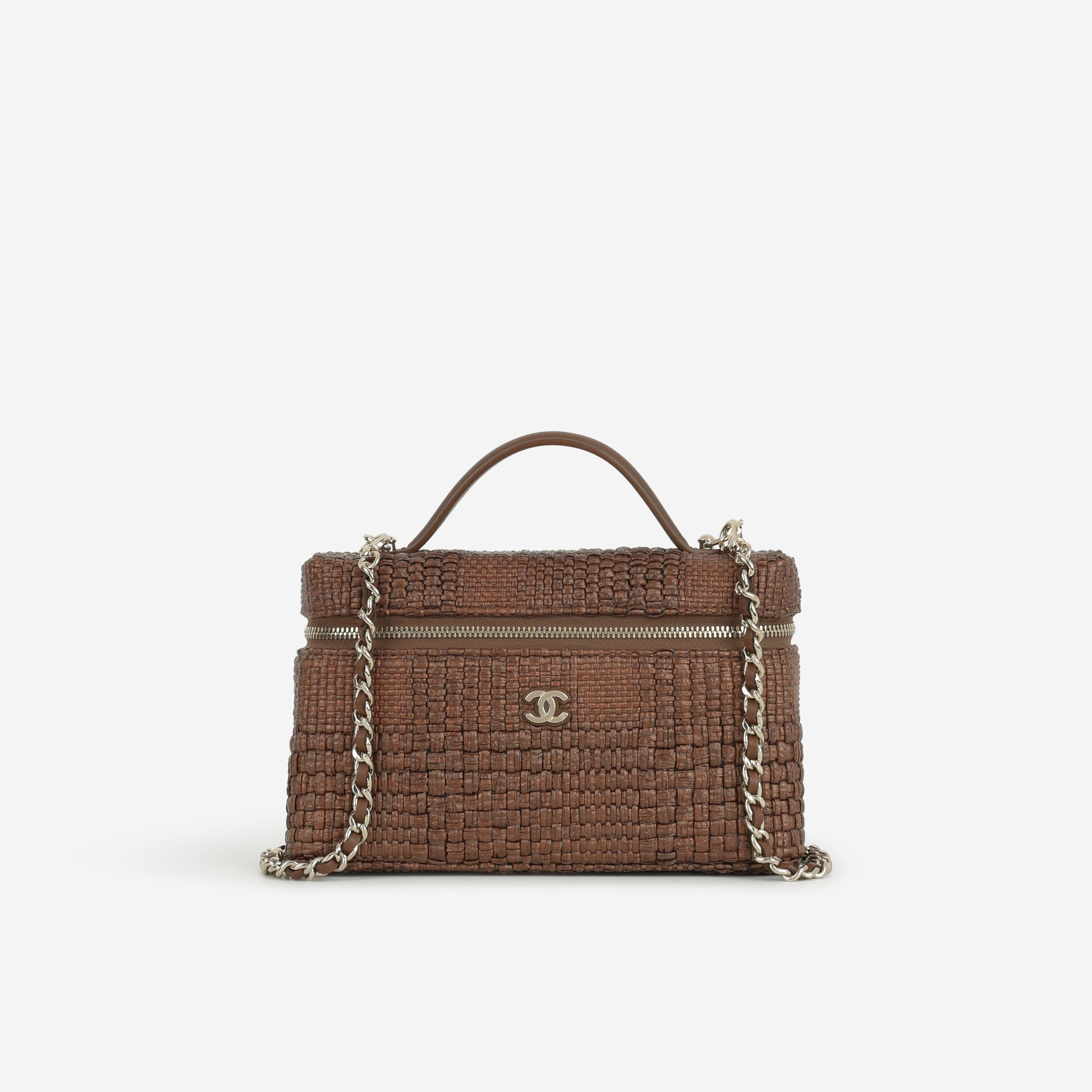 Chanel Classic Vanity with Chain - Brown Raffia | Champagne Gold Hardware - Bagista