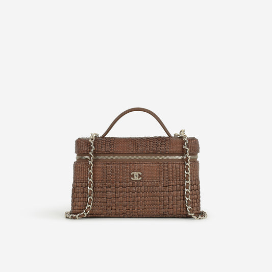 Chanel Classic Vanity with Chain - Brown Raffia | Champagne Gold Hardware - Bagista