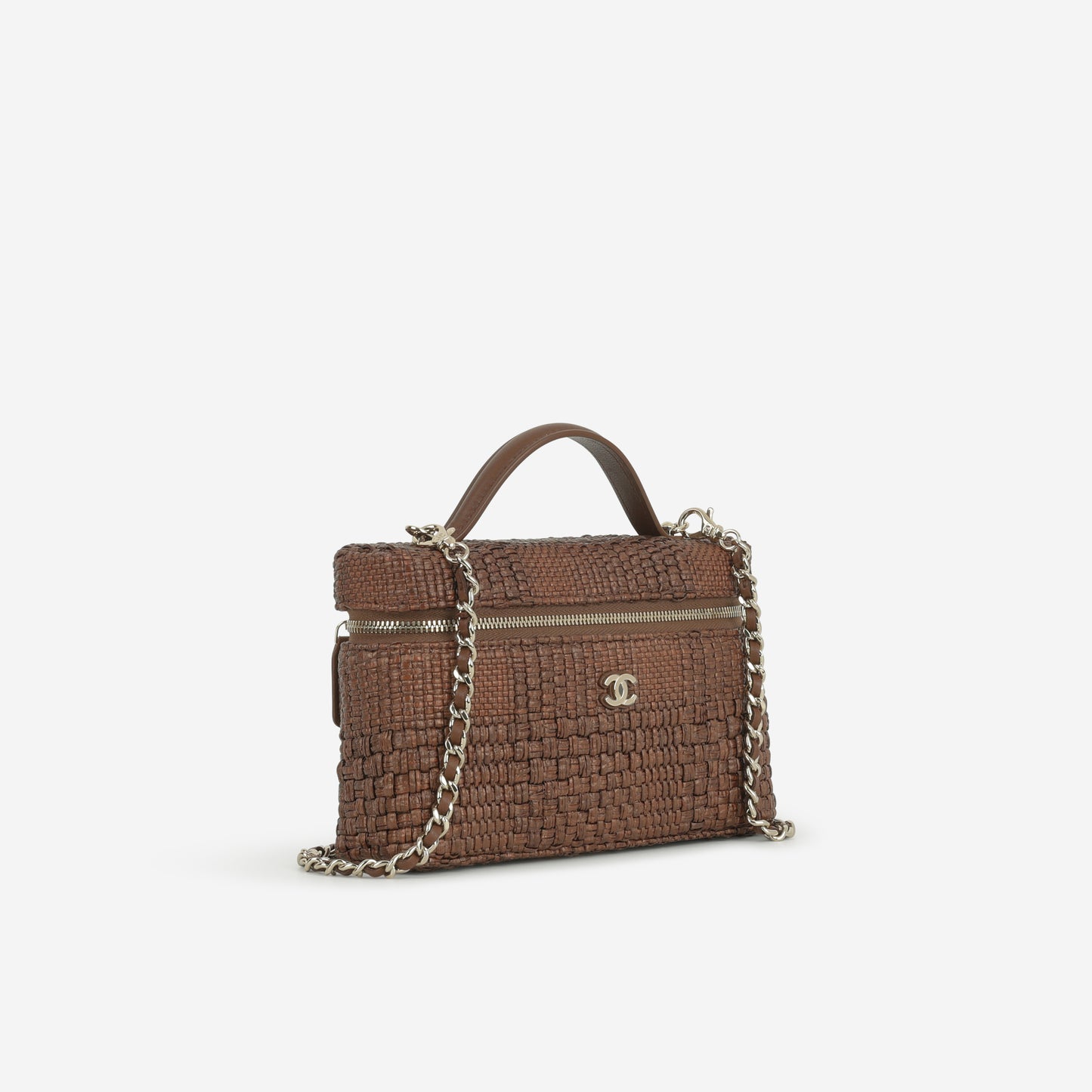 Chanel Classic Vanity with Chain - Brown Raffia | Champagne Gold Hardware - Bagista