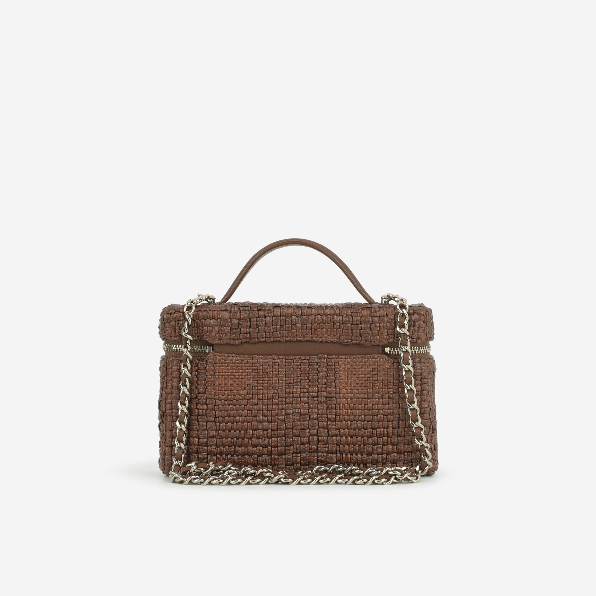 Chanel Classic Vanity with Chain - Brown Raffia | Champagne Gold Hardware - Bagista
