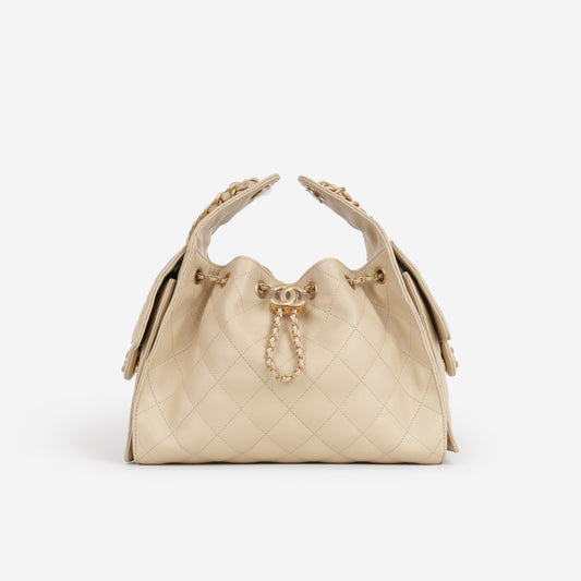 Chanel Small 25 Hobo - Beige Caviar | Gold Hardware