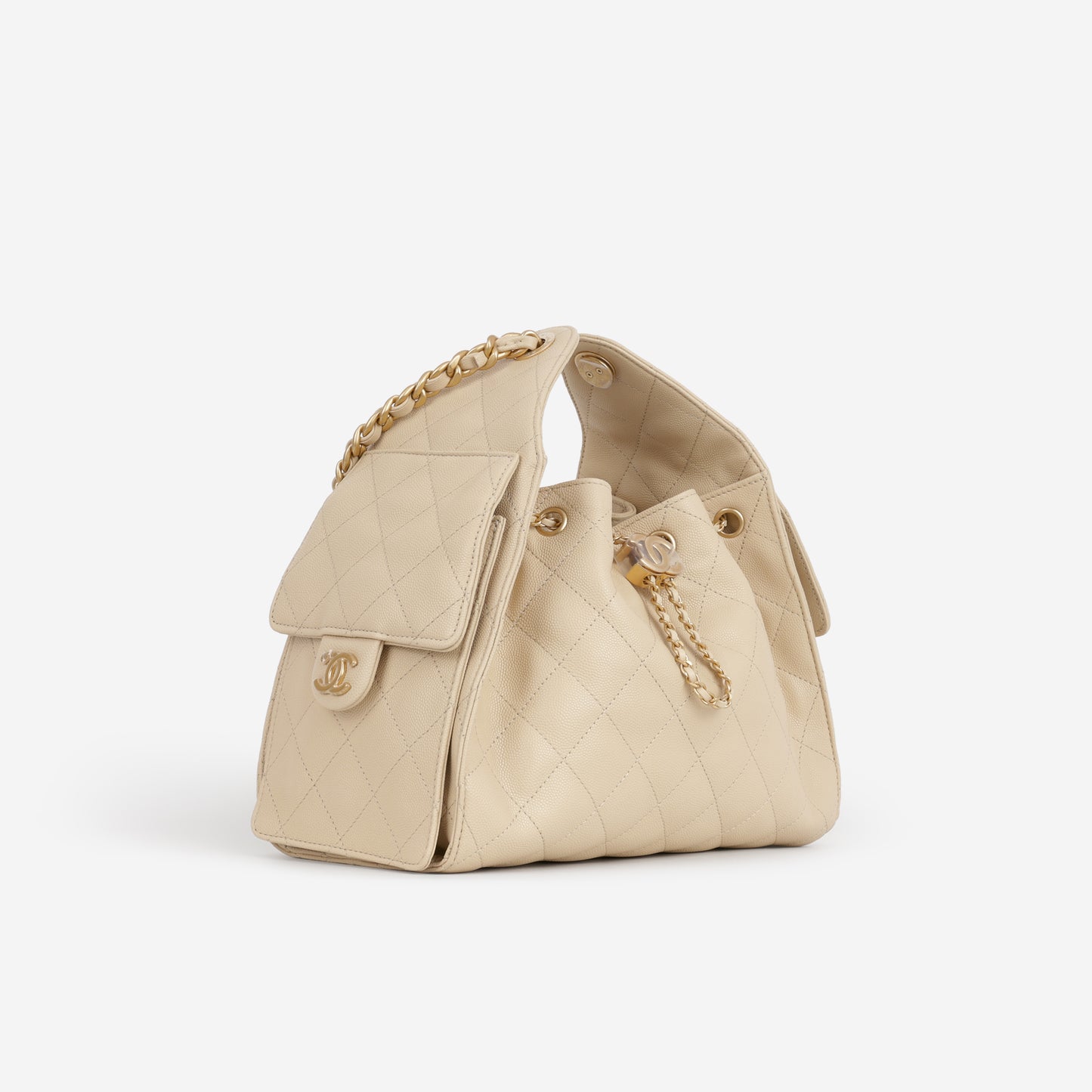 Chanel Small 25 Hobo - Beige Caviar | Gold Hardware