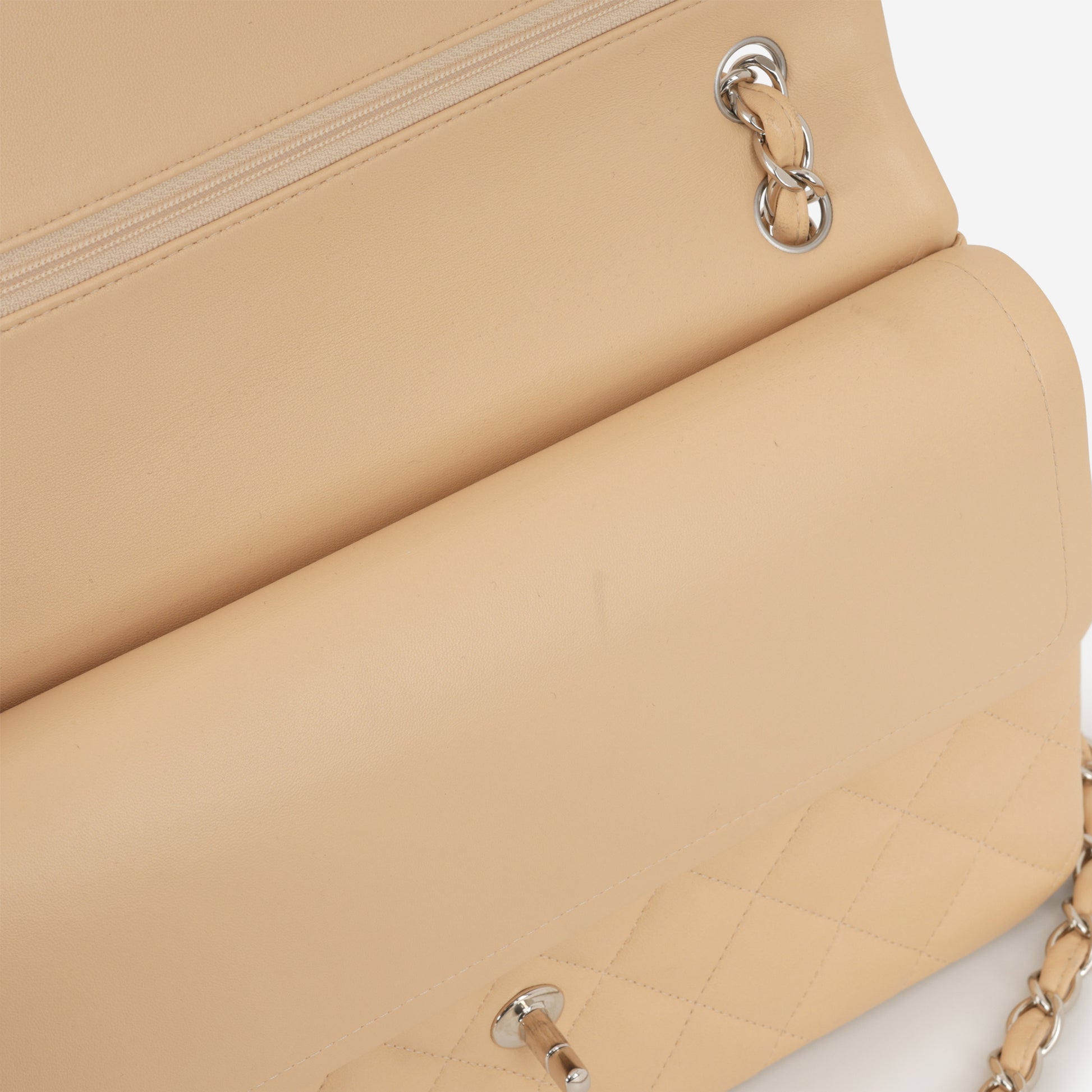 Chanel Classic Jumbo Double Flap - Beige Lambskin | Silver Hardware - Bagista