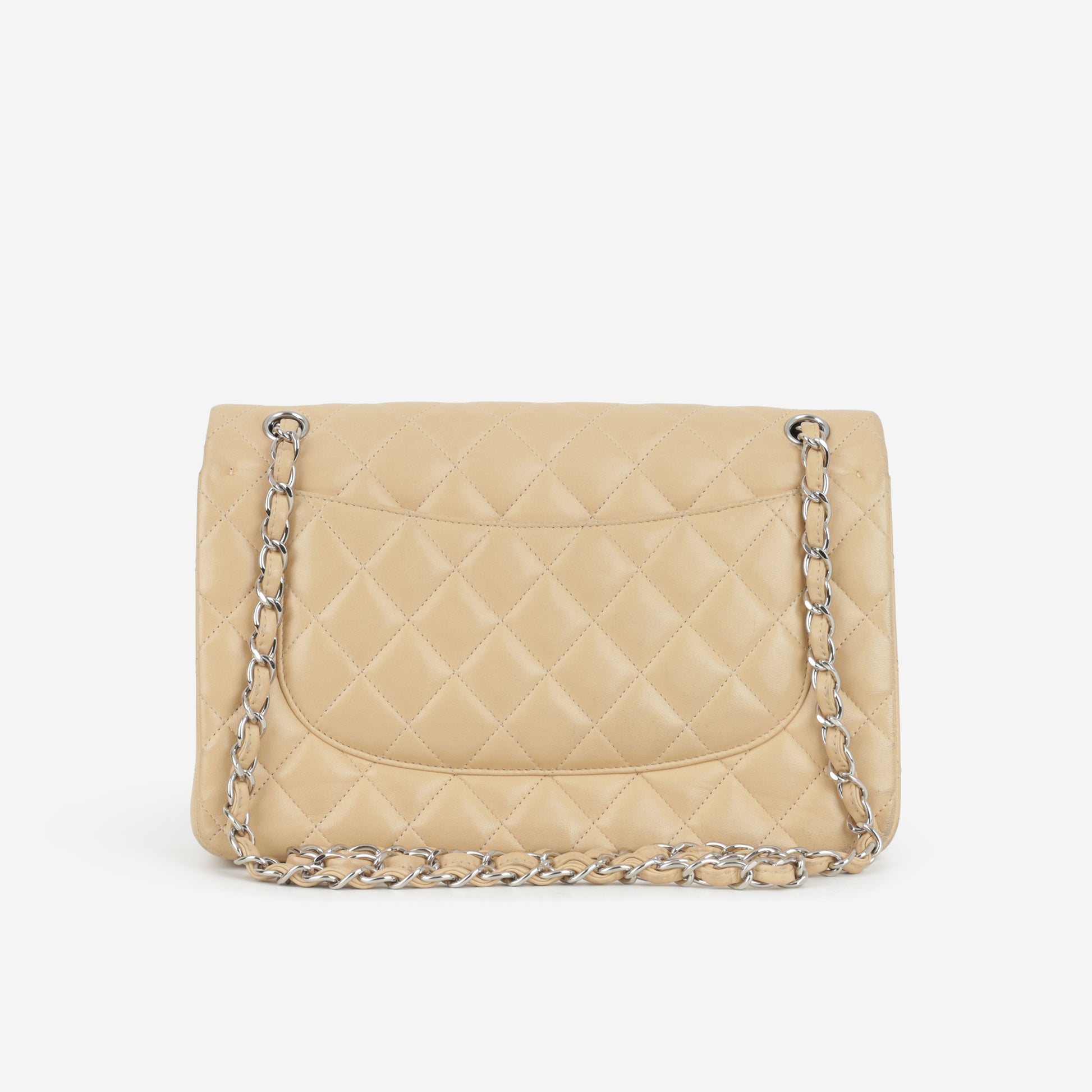Chanel Classic Jumbo Double Flap - Beige Lambskin | Silver Hardware - Bagista