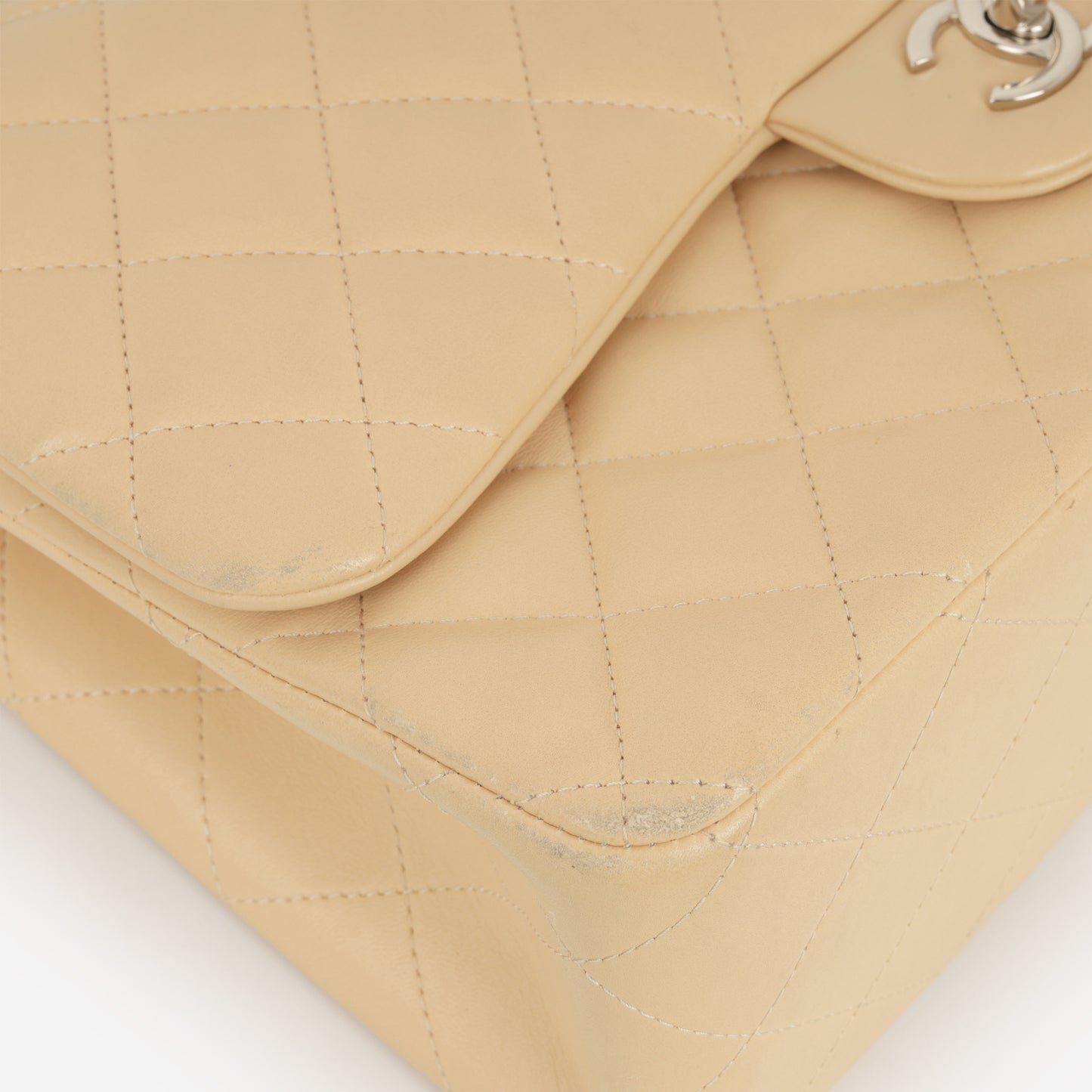 Chanel Classic Jumbo Double Flap - Beige Lambskin | Silver Hardware - Bagista