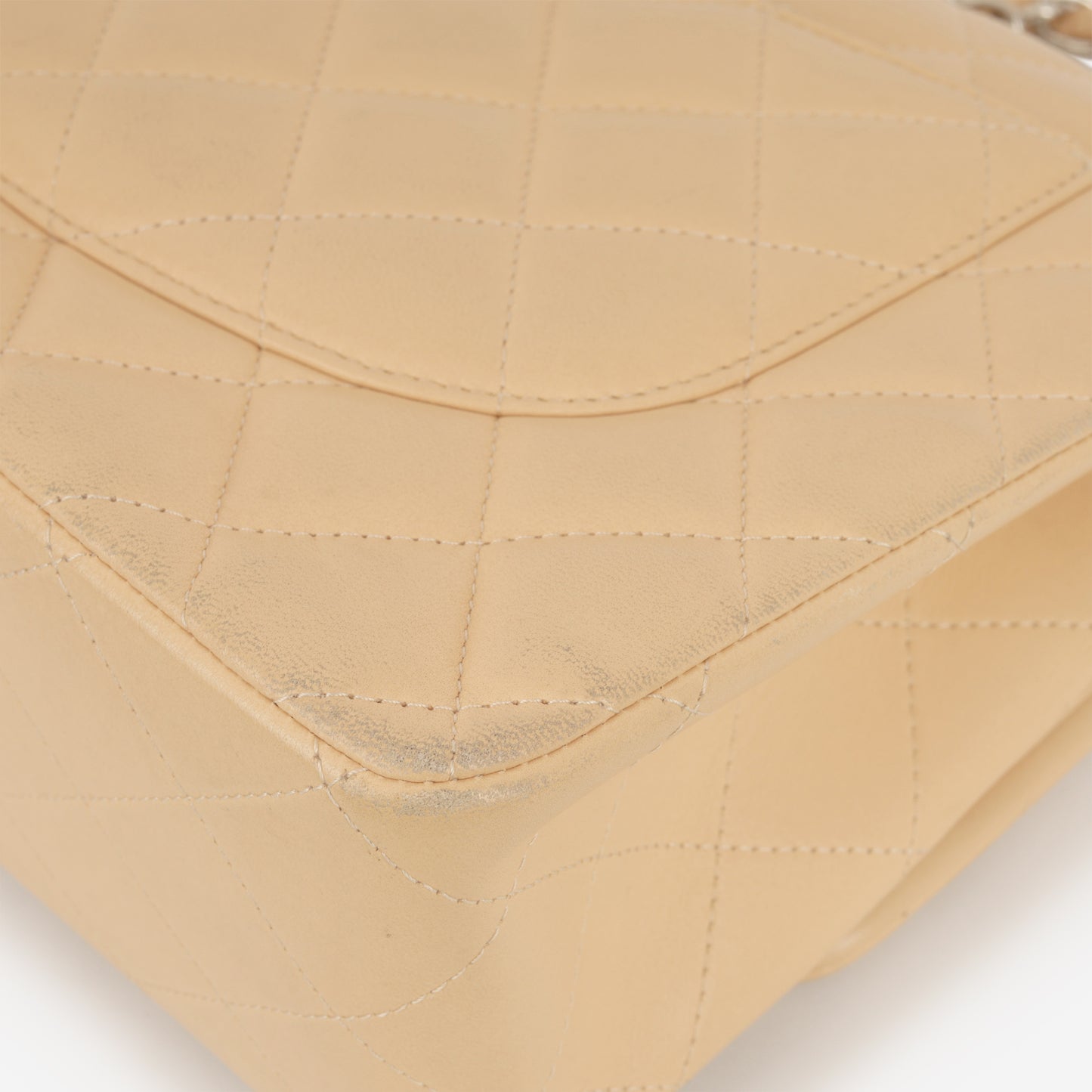Chanel Classic Jumbo Double Flap - Beige Lambskin | Silver Hardware - Bagista