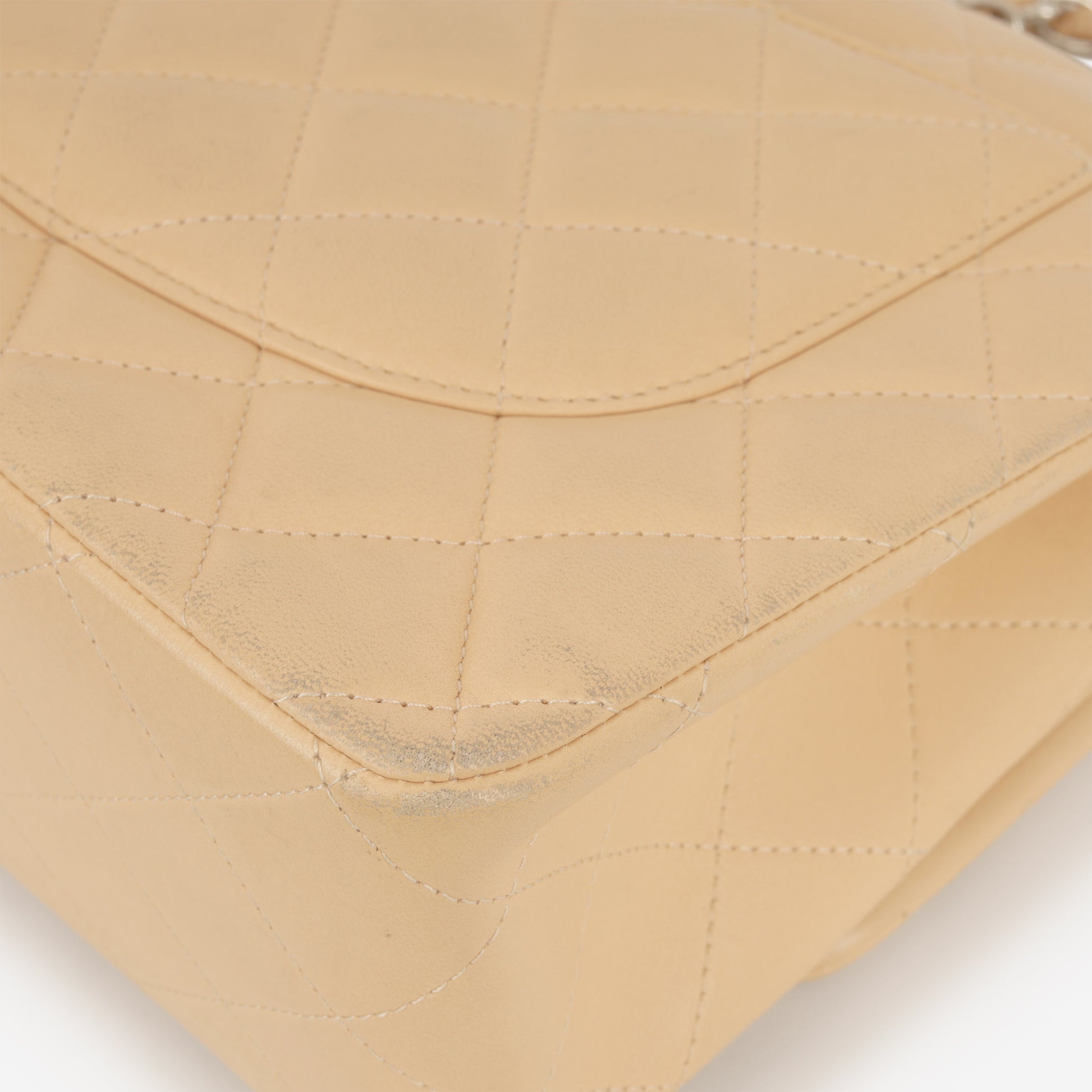 Chanel Classic Jumbo Double Flap - Beige Lambskin | Silver Hardware - Bagista