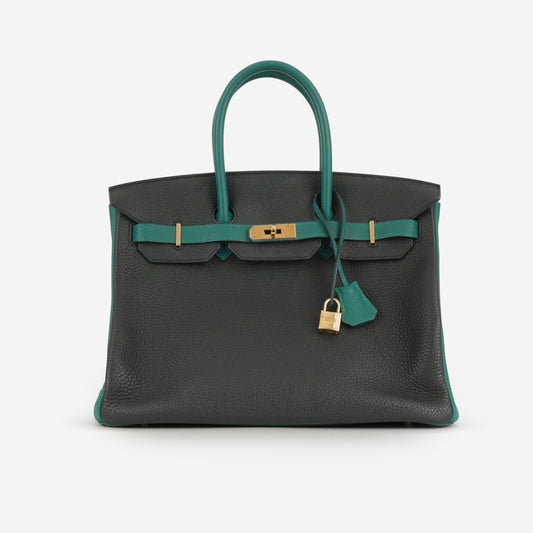 Hermès HSS Birkin 35 - Black / Malachite Togo | Gold Hardware - Bagista