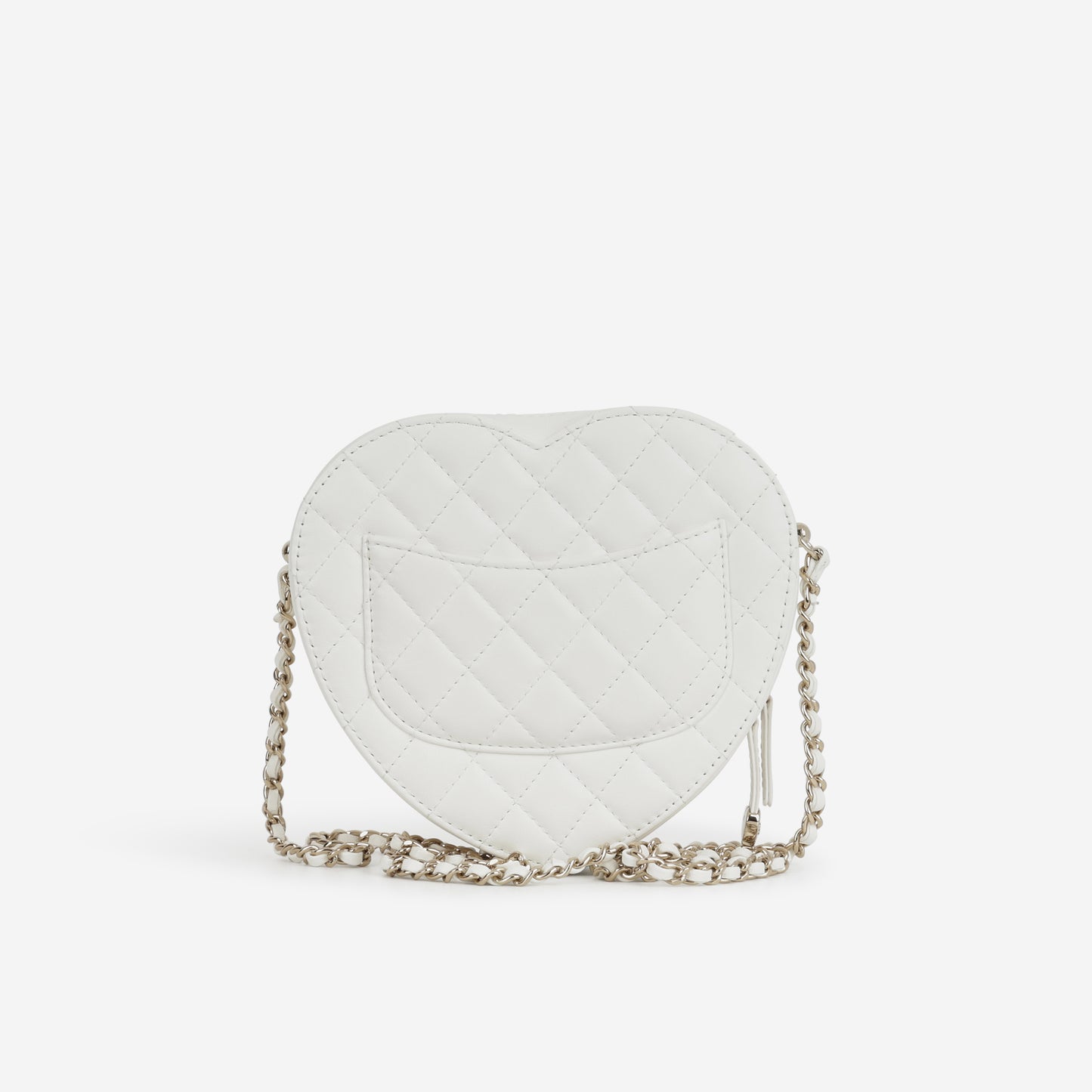Chanel Large Heart Bag - White Lambskin | Champagne Gold Hardware