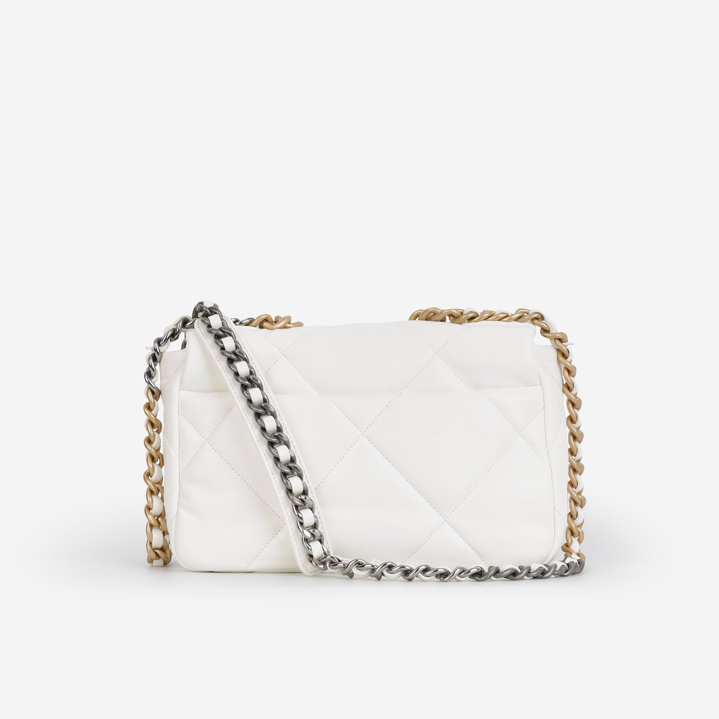 Chanel Small 19 Flap - White Lambskin | Gold Hardware - Bagista