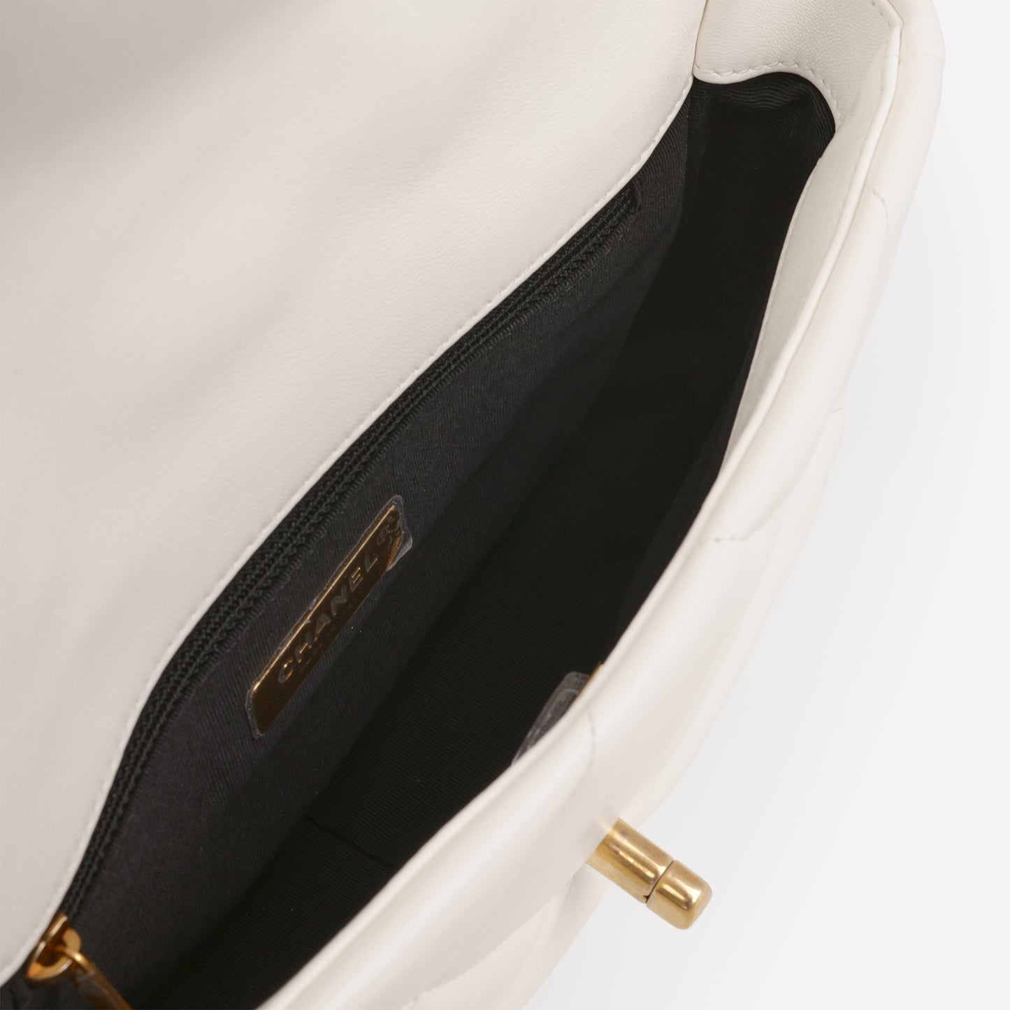 Chanel Small 19 Flap - White Lambskin | Gold Hardware - Bagista