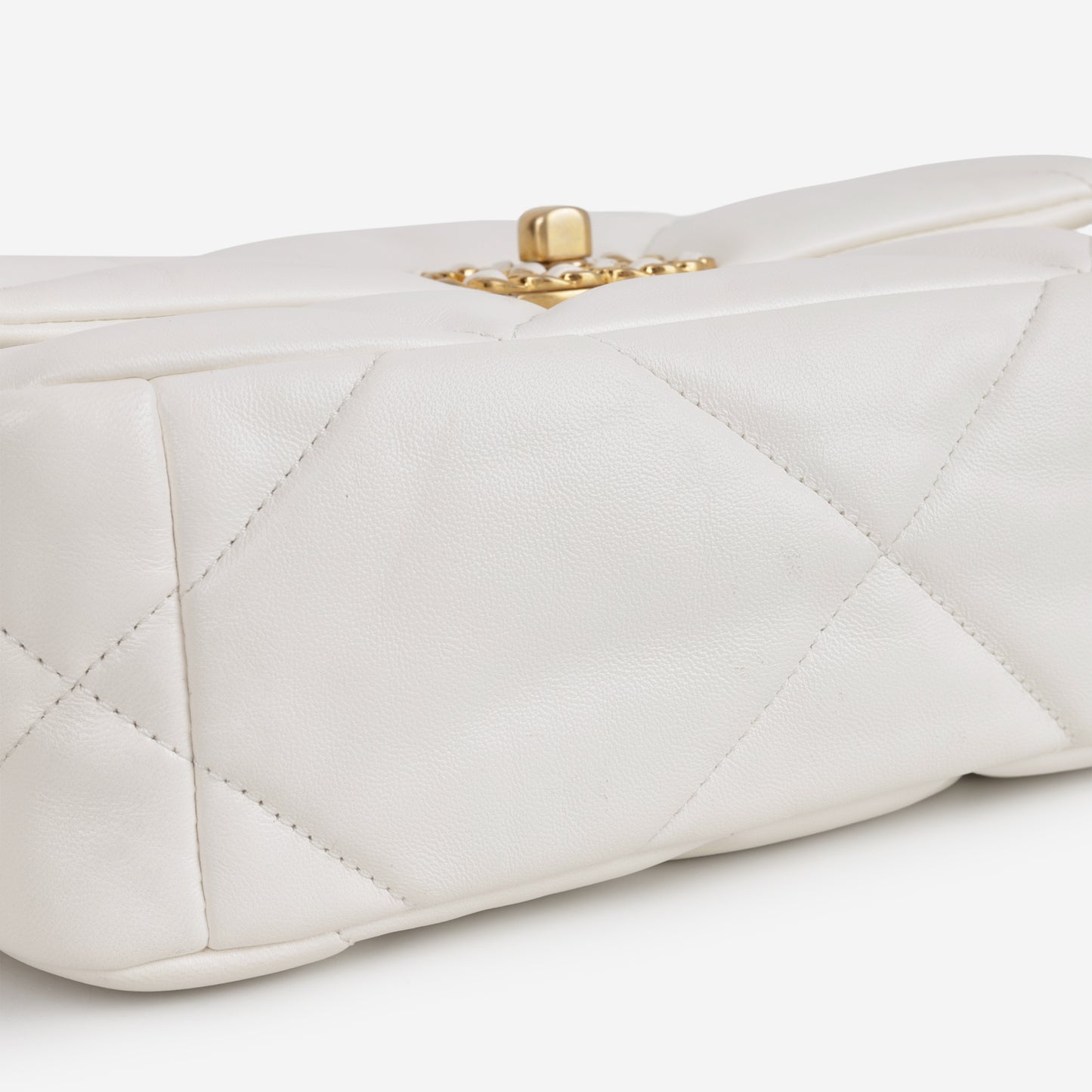 Chanel Small 19 Flap - White Lambskin | Gold Hardware - Bagista