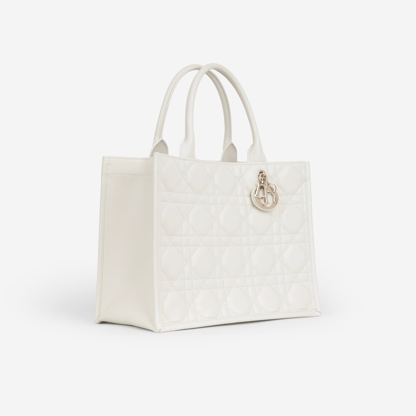 Dior Medium Book Tote - Latte Cannage Calfskin | Champagne Gold Hardware