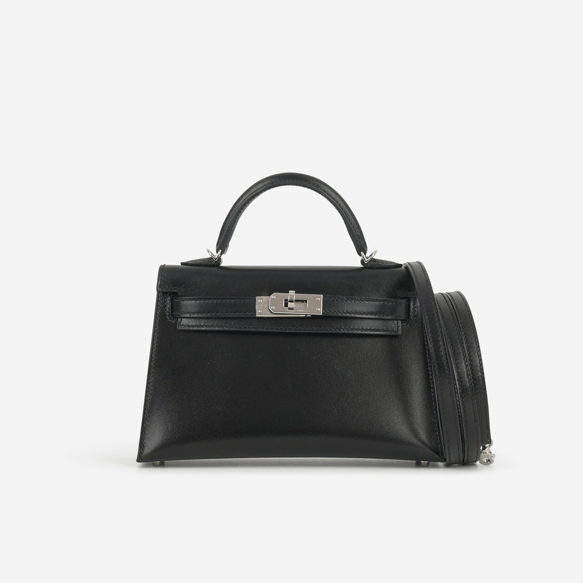 Hermès Mini Kelly - Black Box Calf | Palladium Hardware - Bagista