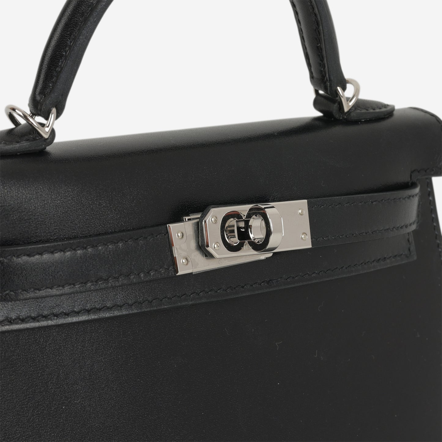 Hermès Mini Kelly - Black Box Calf | Palladium Hardware - Bagista