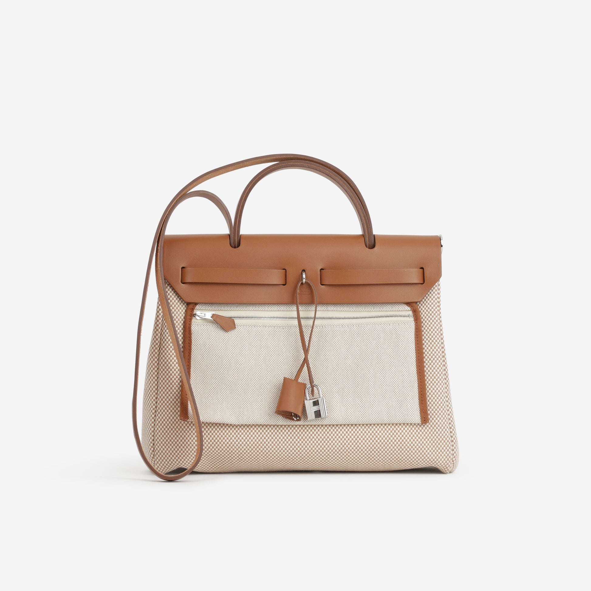 Hermès Herbag 31 - Ecru Viking Criss Toile Canvas / Naturel Sable Hunter | Palladium Hardware - Bagista