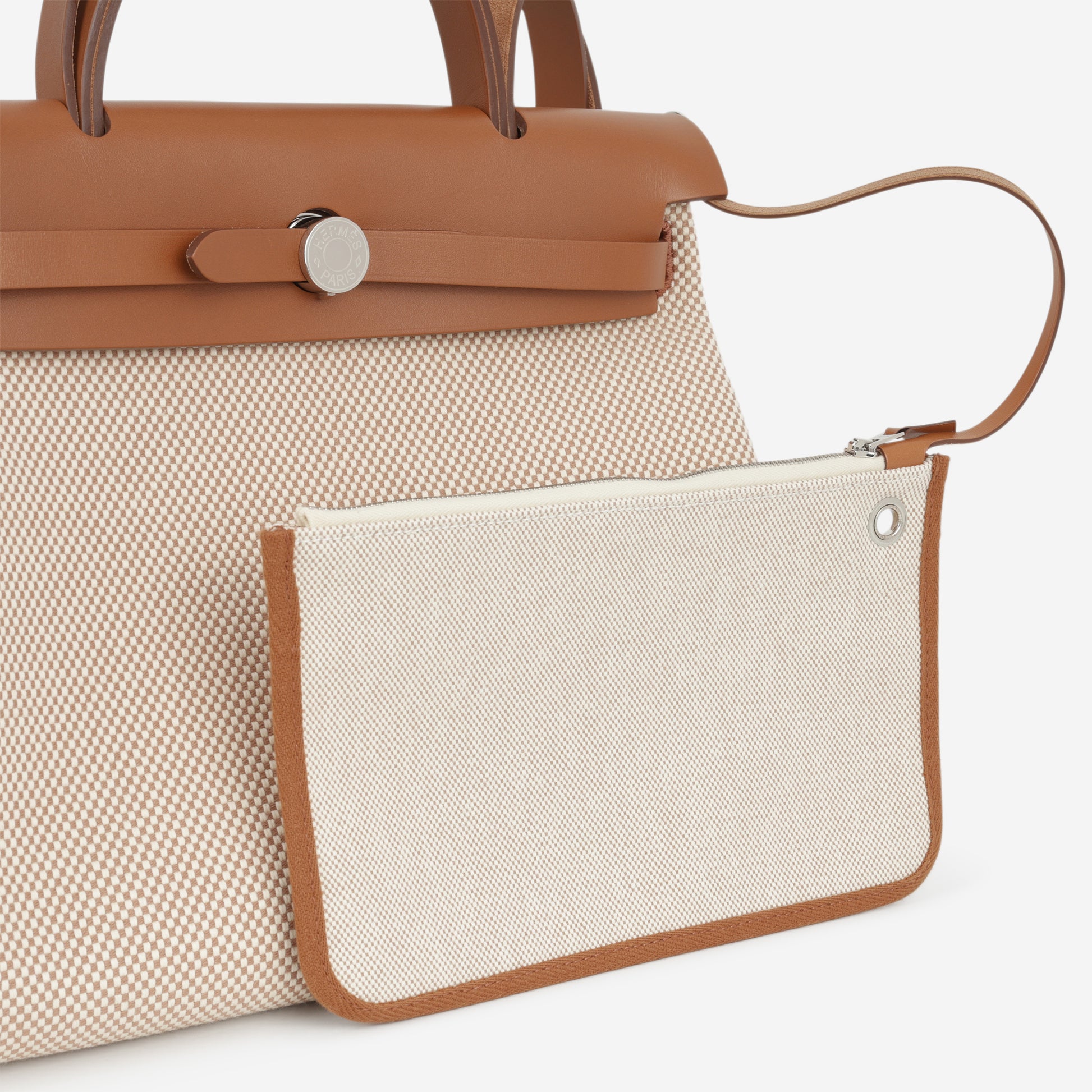 Hermès Herbag 31 - Ecru Viking Criss Toile Canvas / Naturel Sable Hunter | Palladium Hardware - Bagista