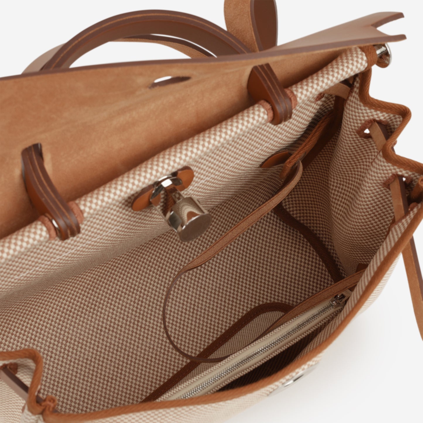 Hermès Herbag 31 - Ecru Viking Criss Toile Canvas / Naturel Sable Hunter | Palladium Hardware - Bagista