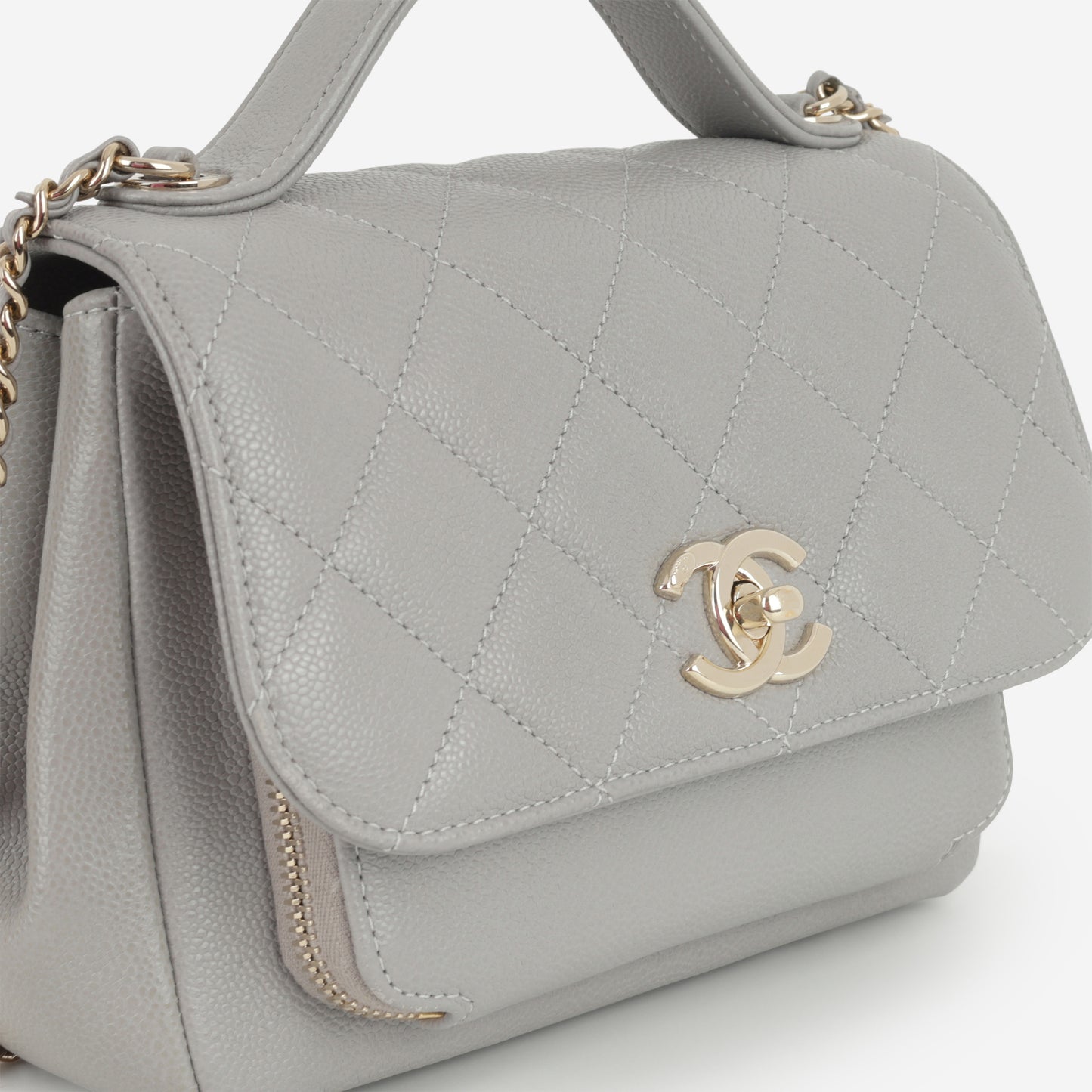Chanel Small Business Affinity - Grey Caviar | Champagne Gold Hardware