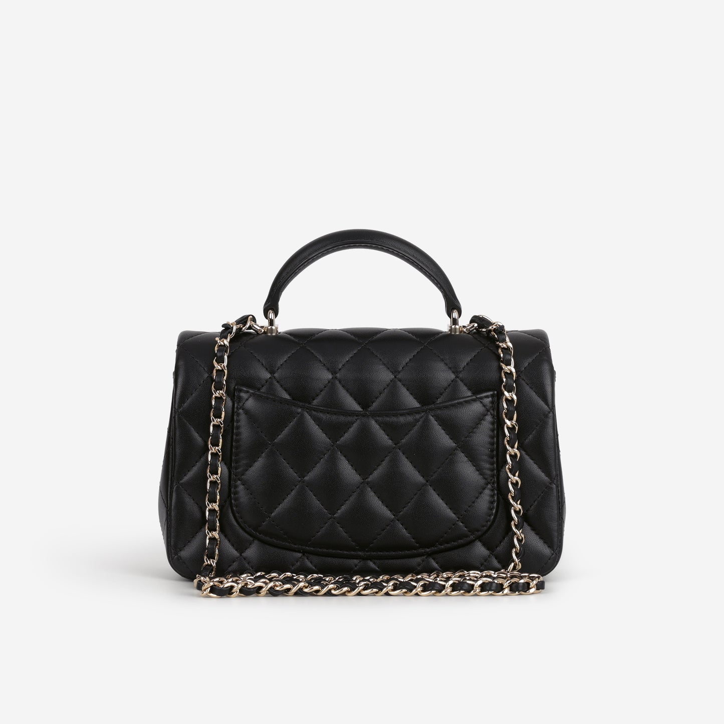 Chanel Mini Rectangular Top Handle - Black Lambskin | Champagne Gold Hardware - Bagista