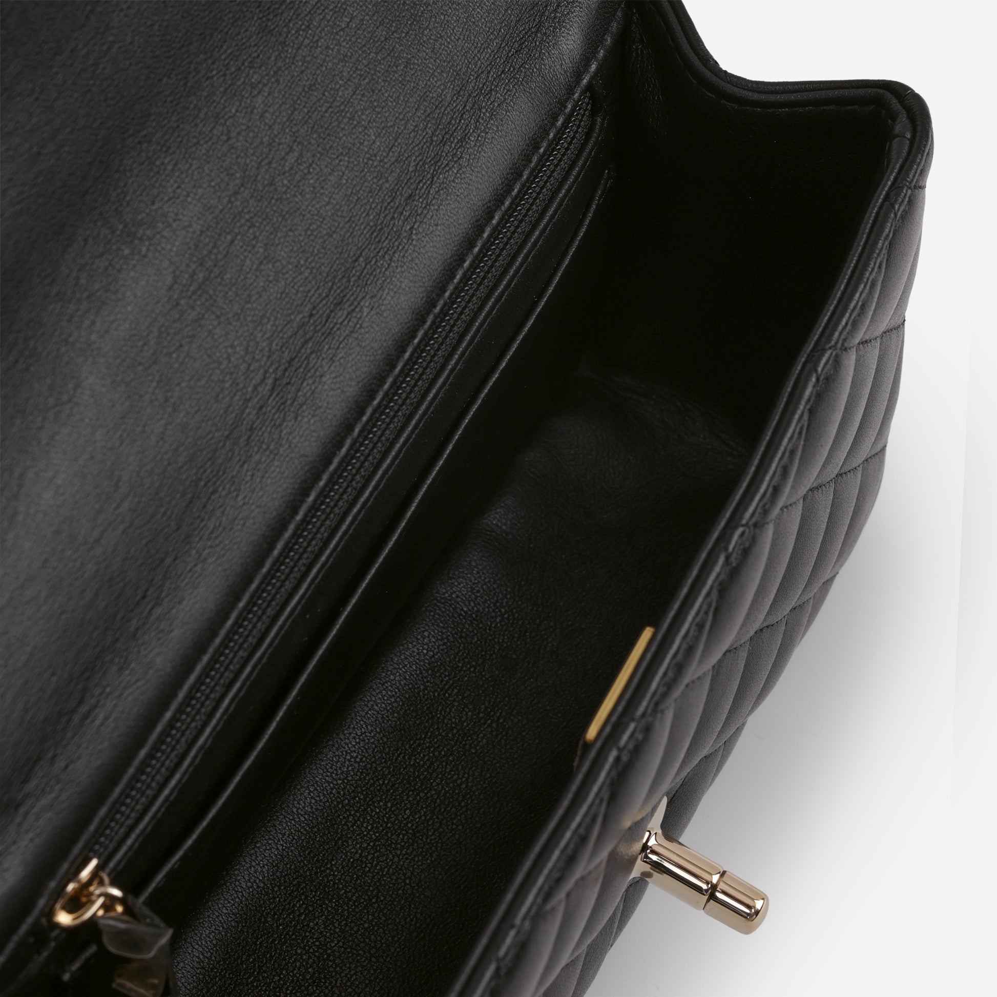 Chanel Mini Rectangular Top Handle - Black Lambskin | Champagne Gold Hardware - Bagista