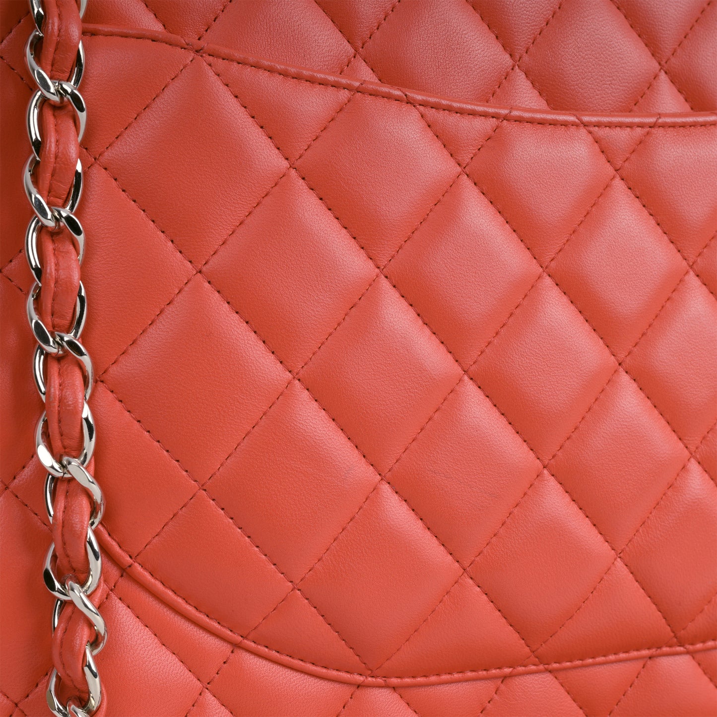 Chanel Classic Maxi Double Flap - Coral Lambskin | Champagne Gold Hardware