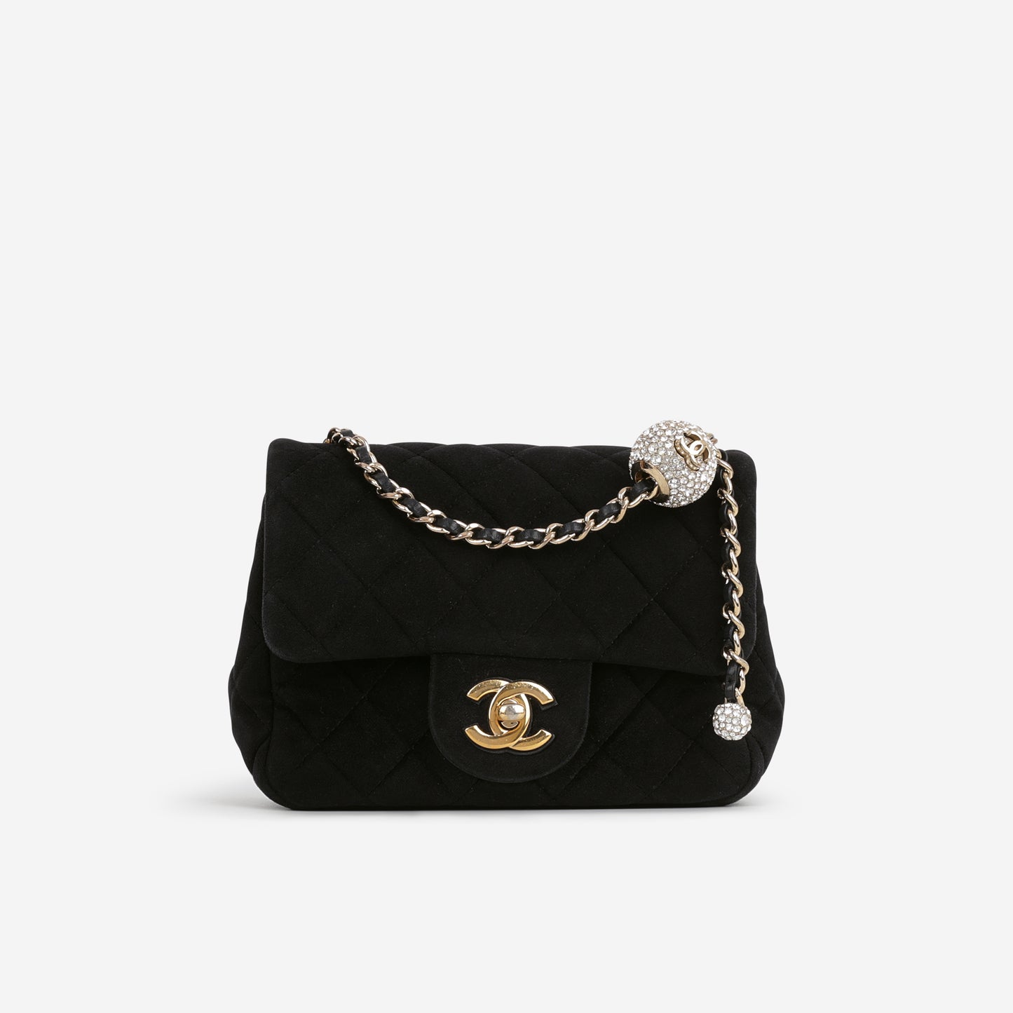 Chanel Mini Flap Square Pearl Crush - Black Velvet | Gold Hardware