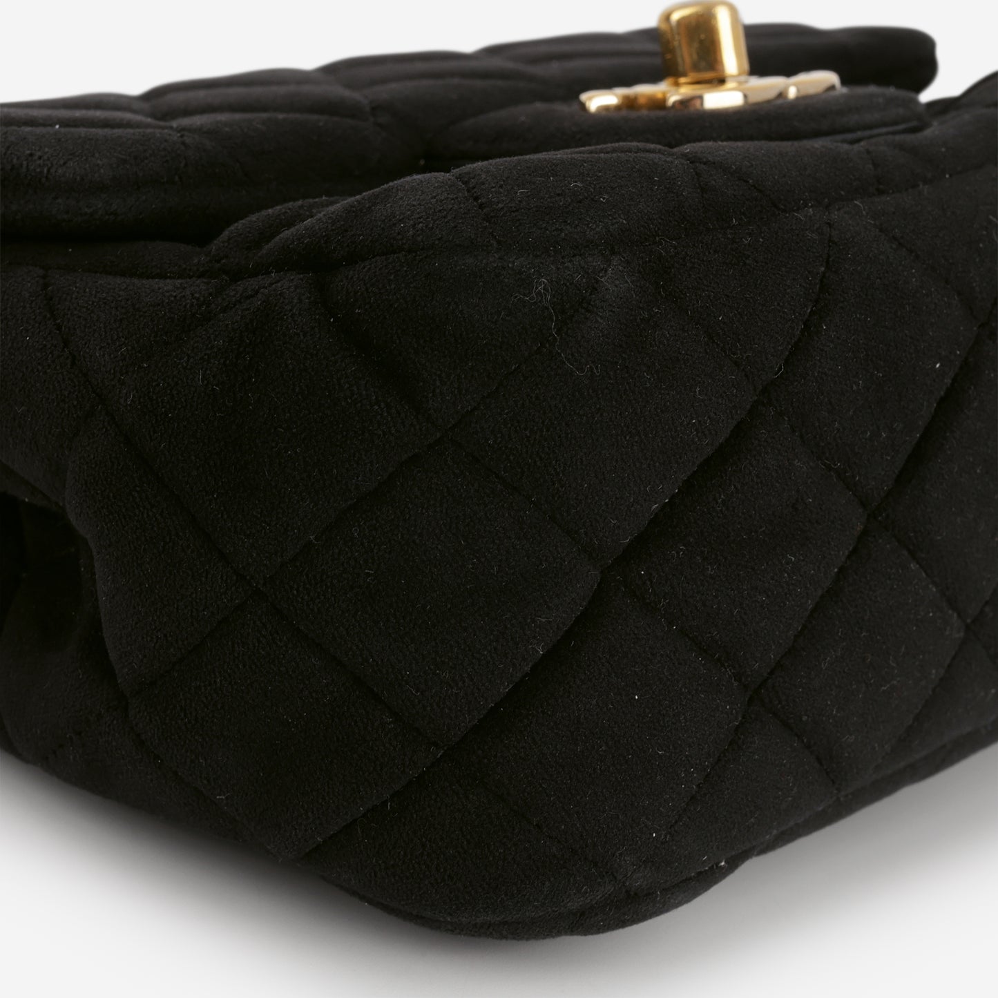Chanel Mini Flap Square Pearl Crush - Black Velvet | Gold Hardware