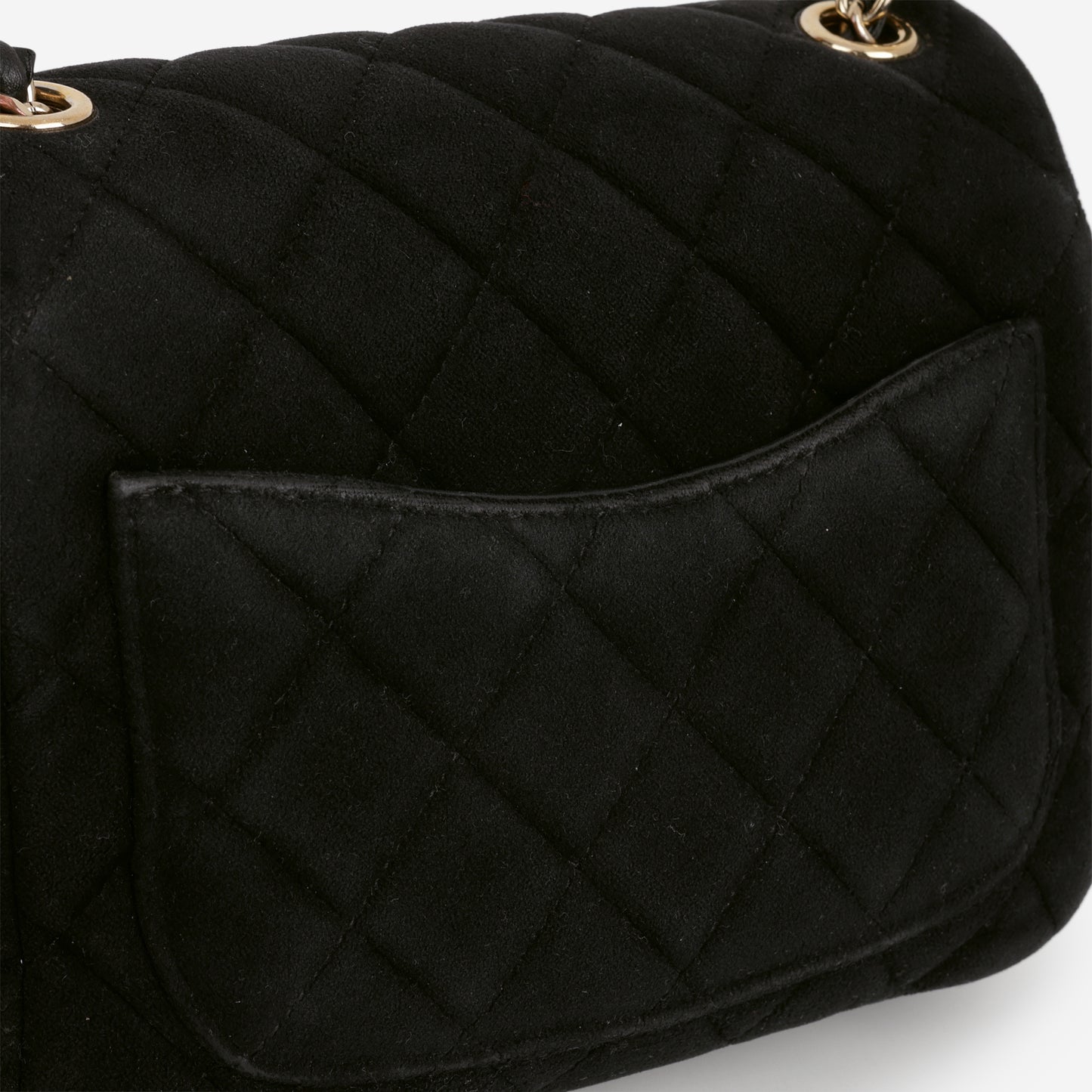 Chanel Mini Flap Square Pearl Crush - Black Velvet | Gold Hardware