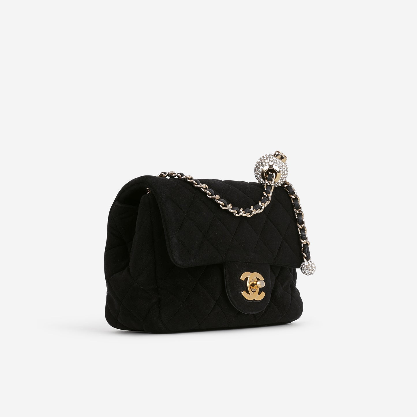 Chanel Mini Flap Square Pearl Crush - Black Velvet | Gold Hardware