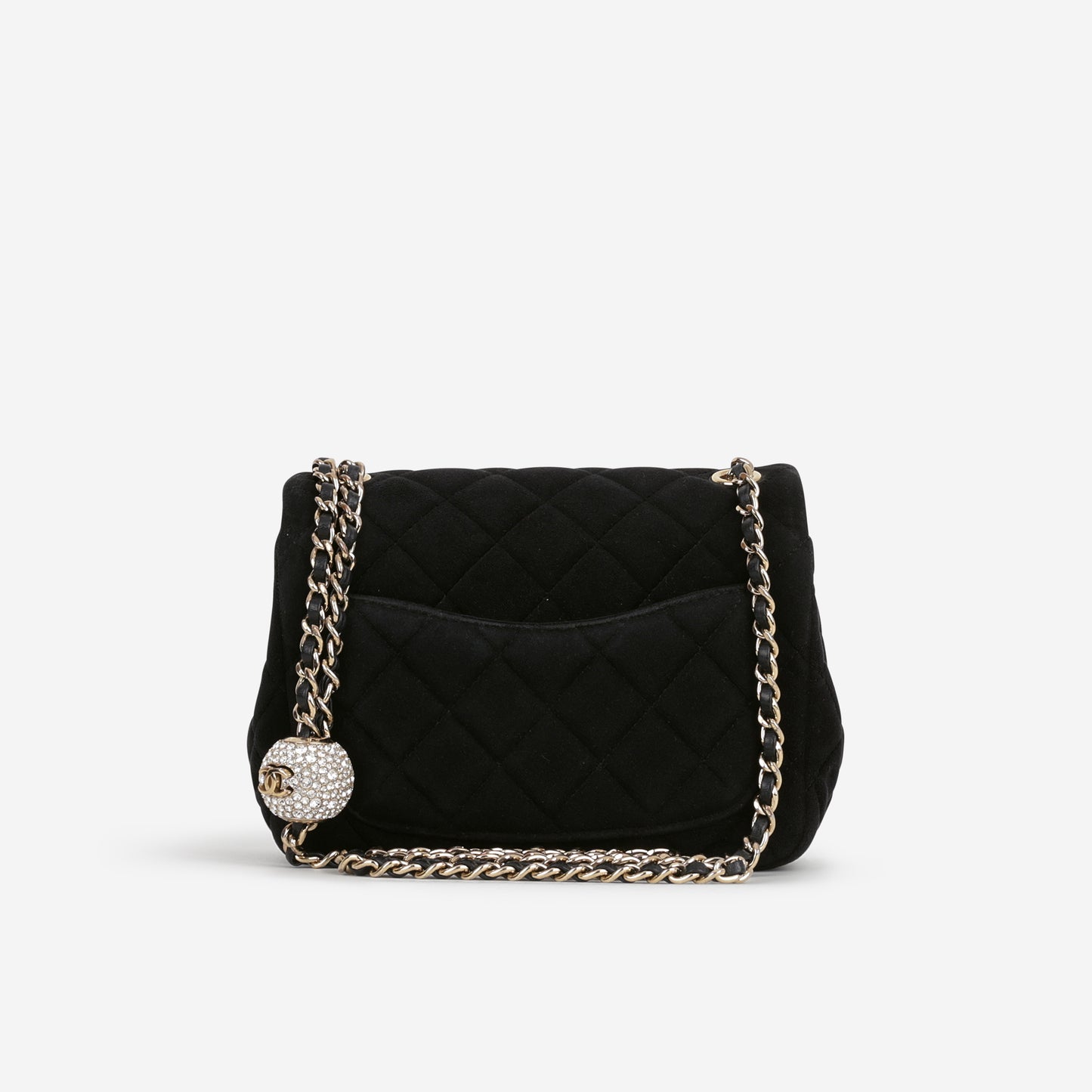 Chanel Mini Flap Square Pearl Crush - Black Velvet | Gold Hardware