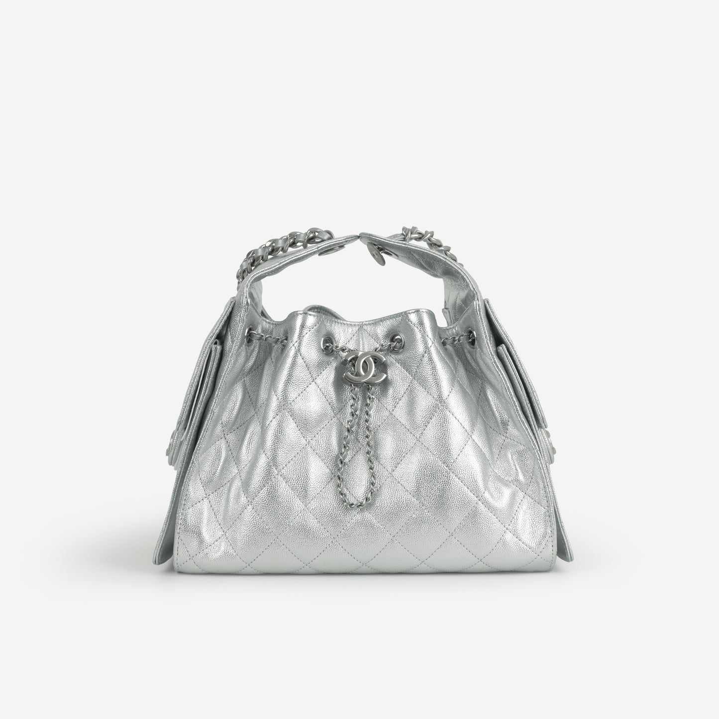 Chanel Small 25 Hobo - Metallic Silver Caviar | Silver Hardware