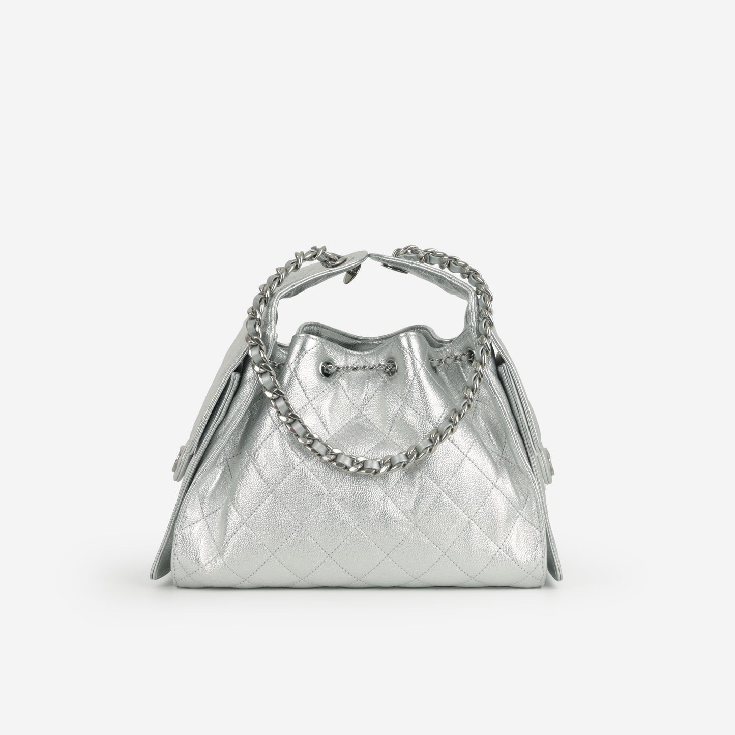 Chanel Small 25 Hobo - Metallic Silver Caviar | Silver Hardware