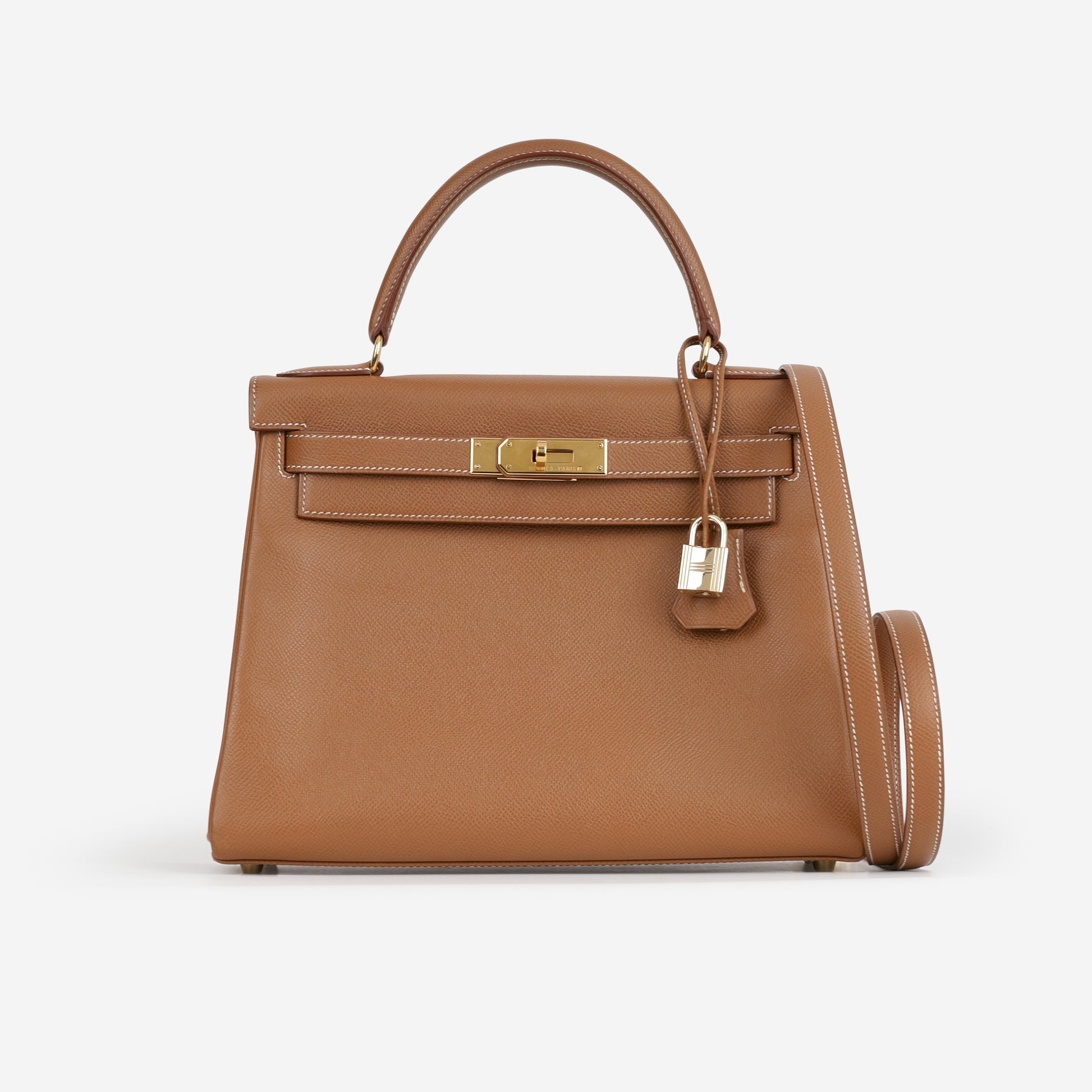 Hermès Vintage Kelly 28 - Gold Courchevel | Gold Hardware - Bagista
